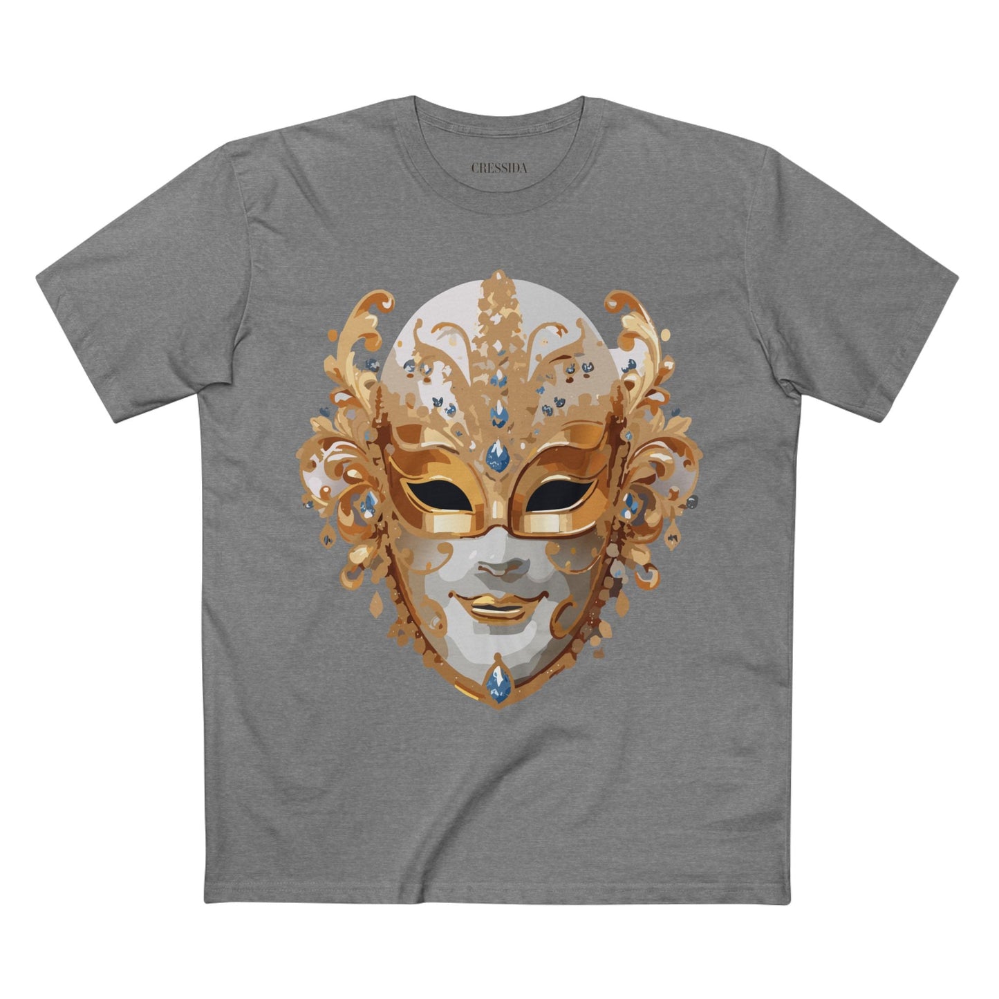 Carnival Mask Graphic T-Shirt Unisex 100 Cotton With Antique Gold Art Design Tee 20