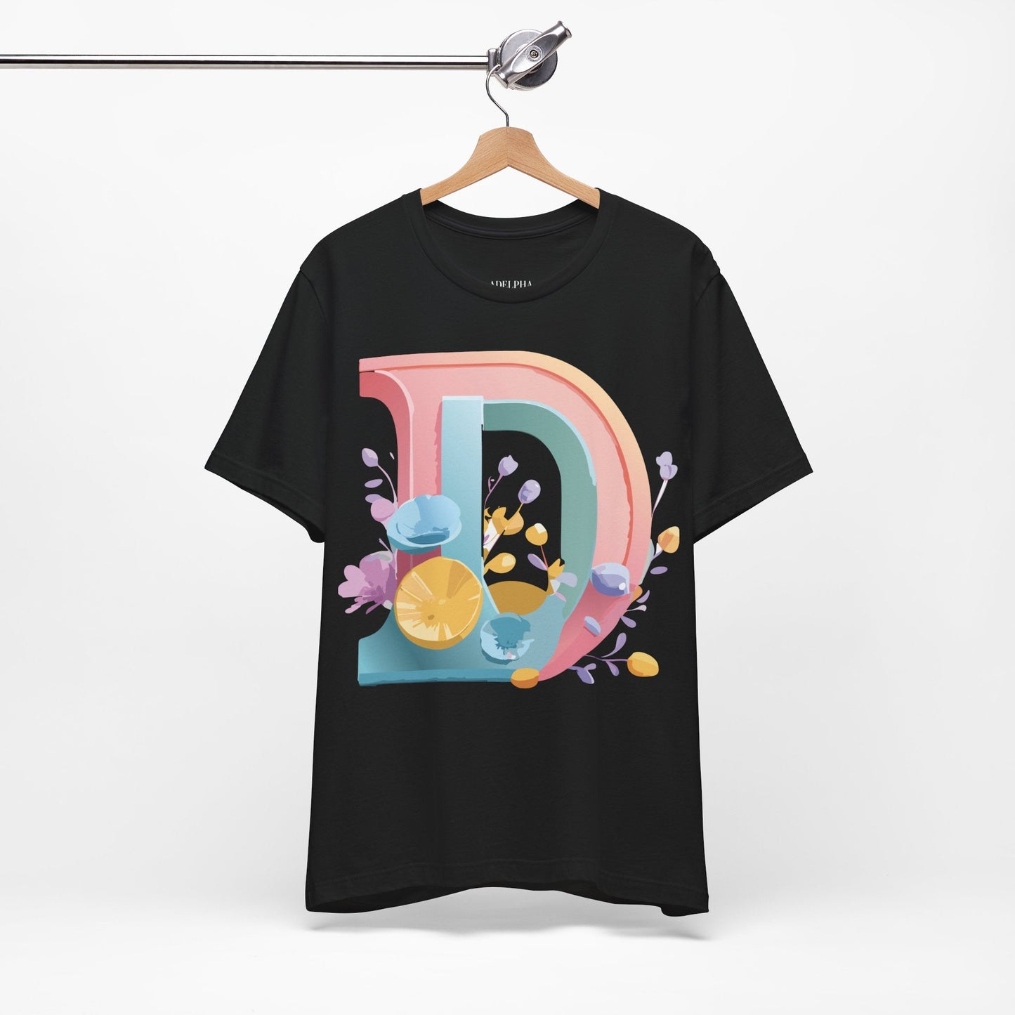 Letter D Shirt Unisex Jersey Graphic Tee From Adelpha With Vintage Inspired Artwork Short Sleeve