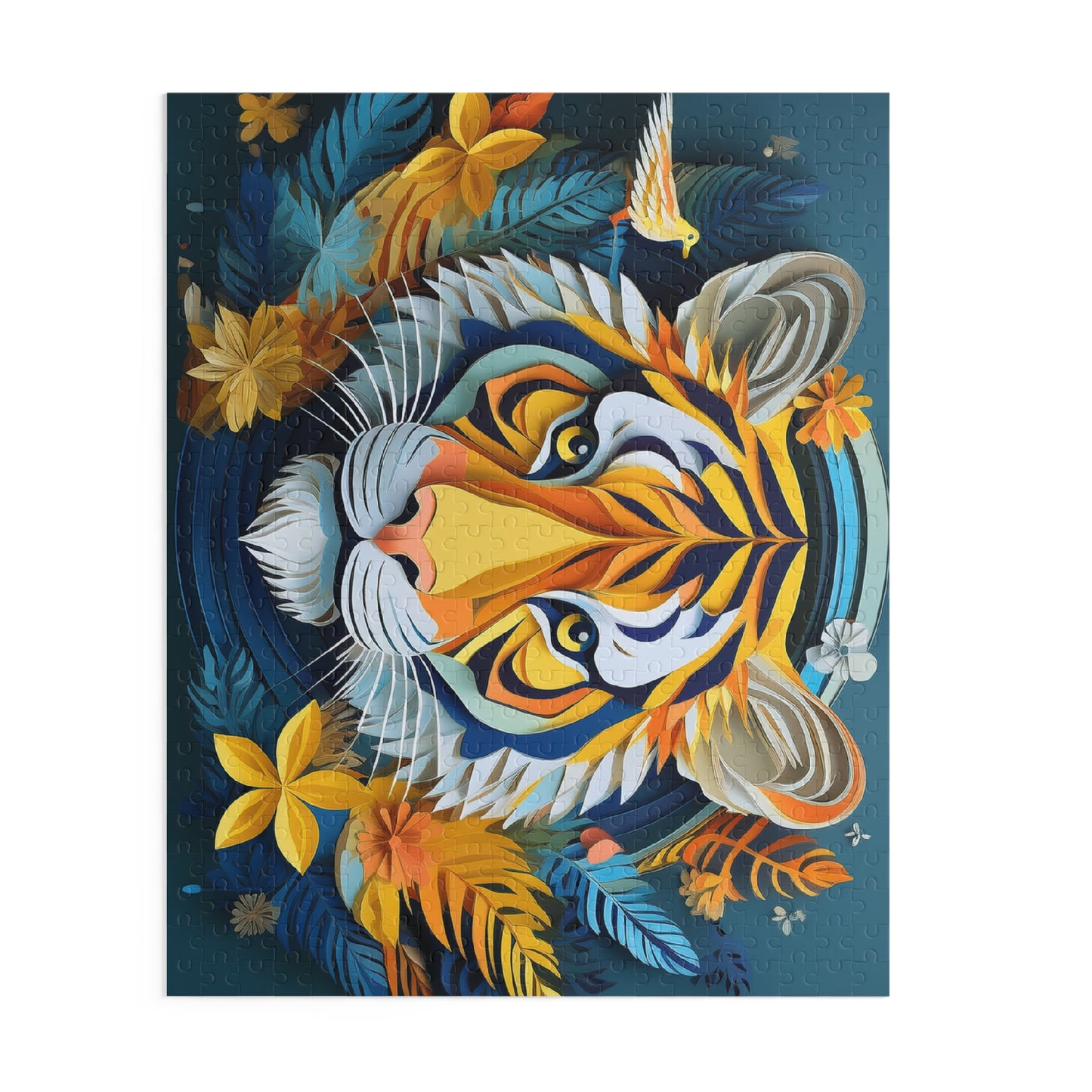 Bright Tiger Face Puzzle 500-Piece  Floral Tiger Puzzle 500-Piece Ages 9+