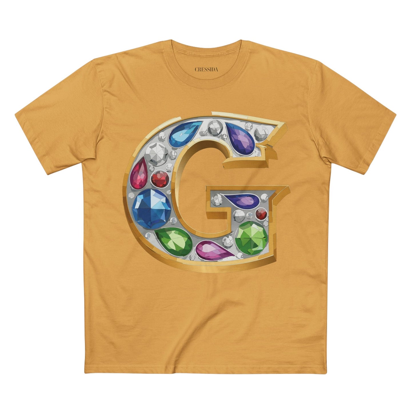 Letter G Graphic Design Tee Unisex 100 Cotton With Antique Gold Letters Artwork T-Shirt