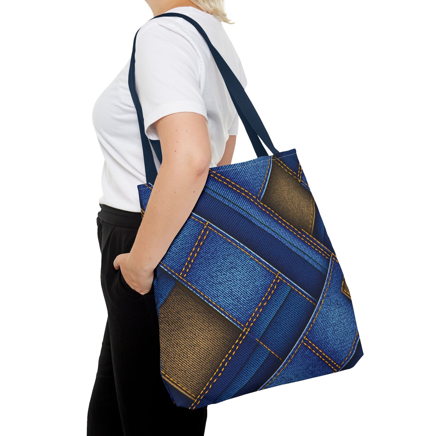 Denim Fabric Imitation Print Unisex Canvas Bag Poly Spun 3 Sizes Tote Bag 147