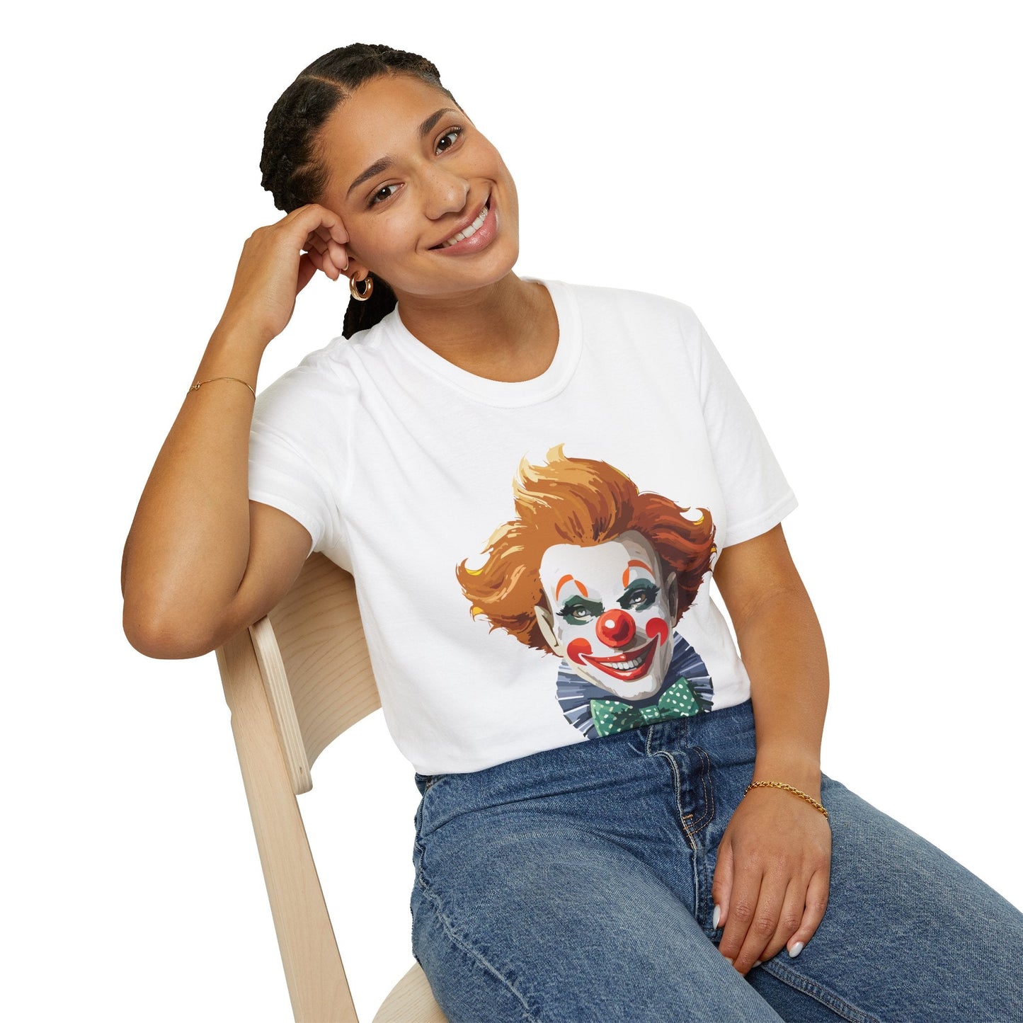 Clown Theme T Shirt Funny Man Circus Scary Man Unisex Gildan Softstyle Graphic Tee Everyday Wear