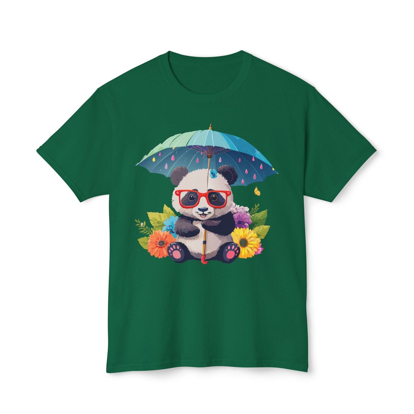 Panda Art T Shirt Unisex HD Cotton Tee With Floral Print Panda Design USA Printed Now