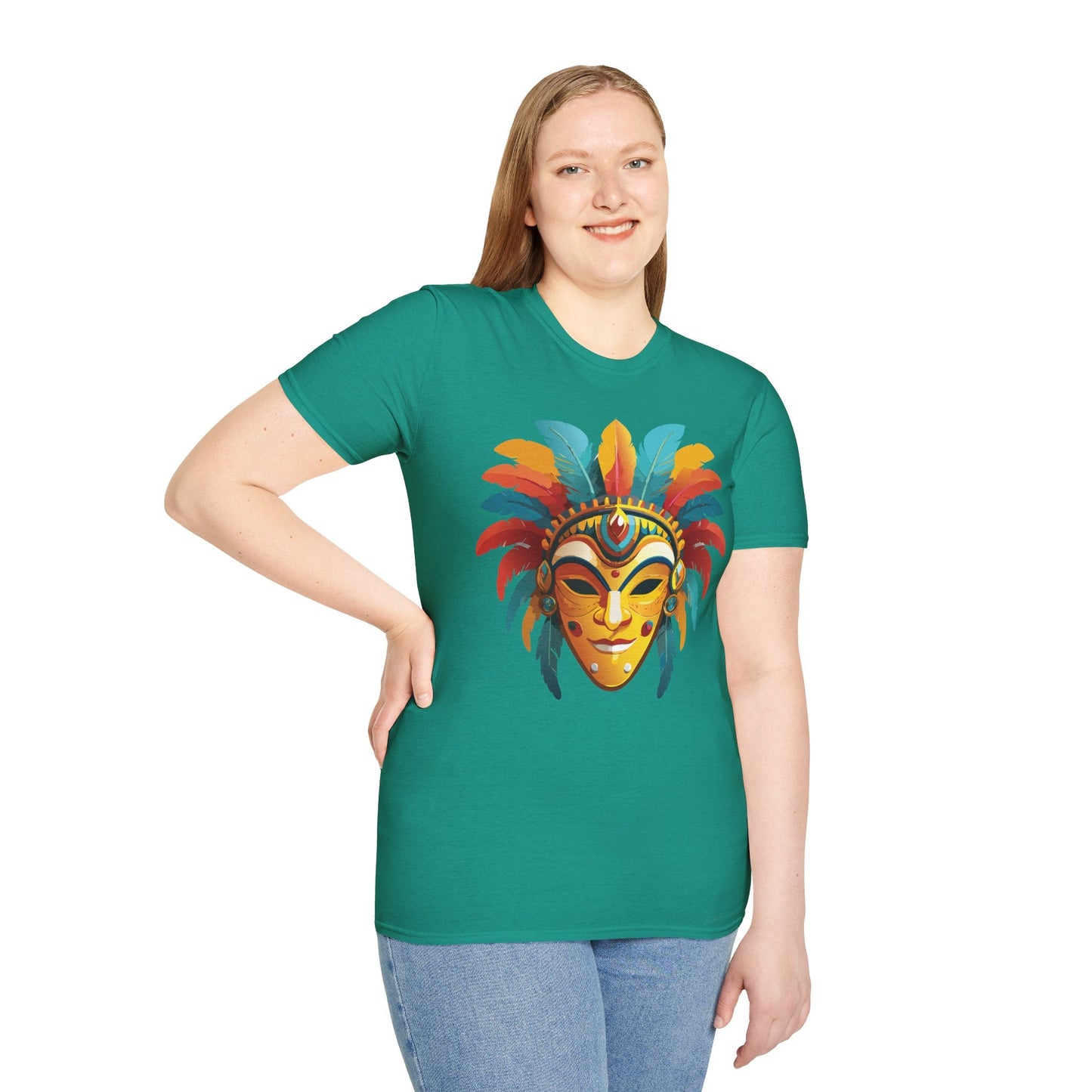 Mask Tee Shirt Unisex Masquerade Design Gildan Softstyle 100 Percent Cotton Tee for Everyday Comfort
