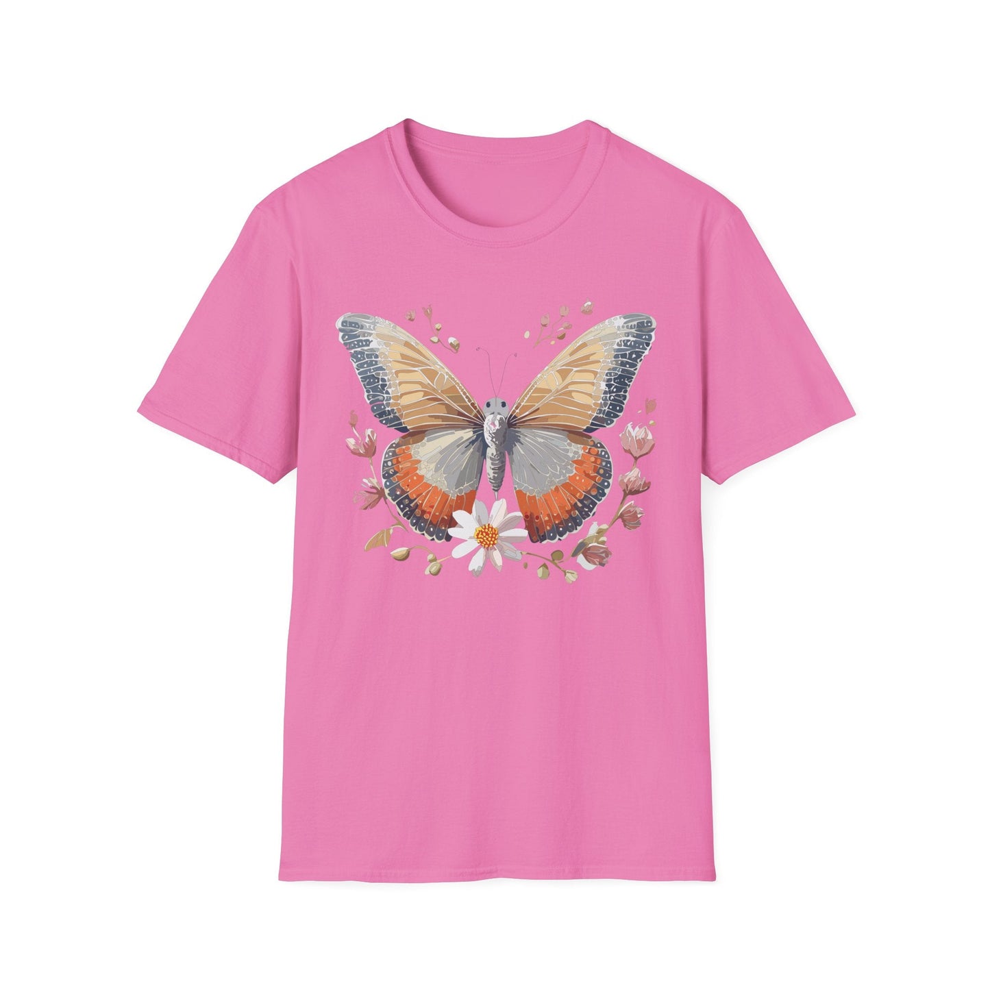 Unisex Butterfly T Shirt Softstyle Gildan 64000 Comfortable Durable Tee For Everyday Wear