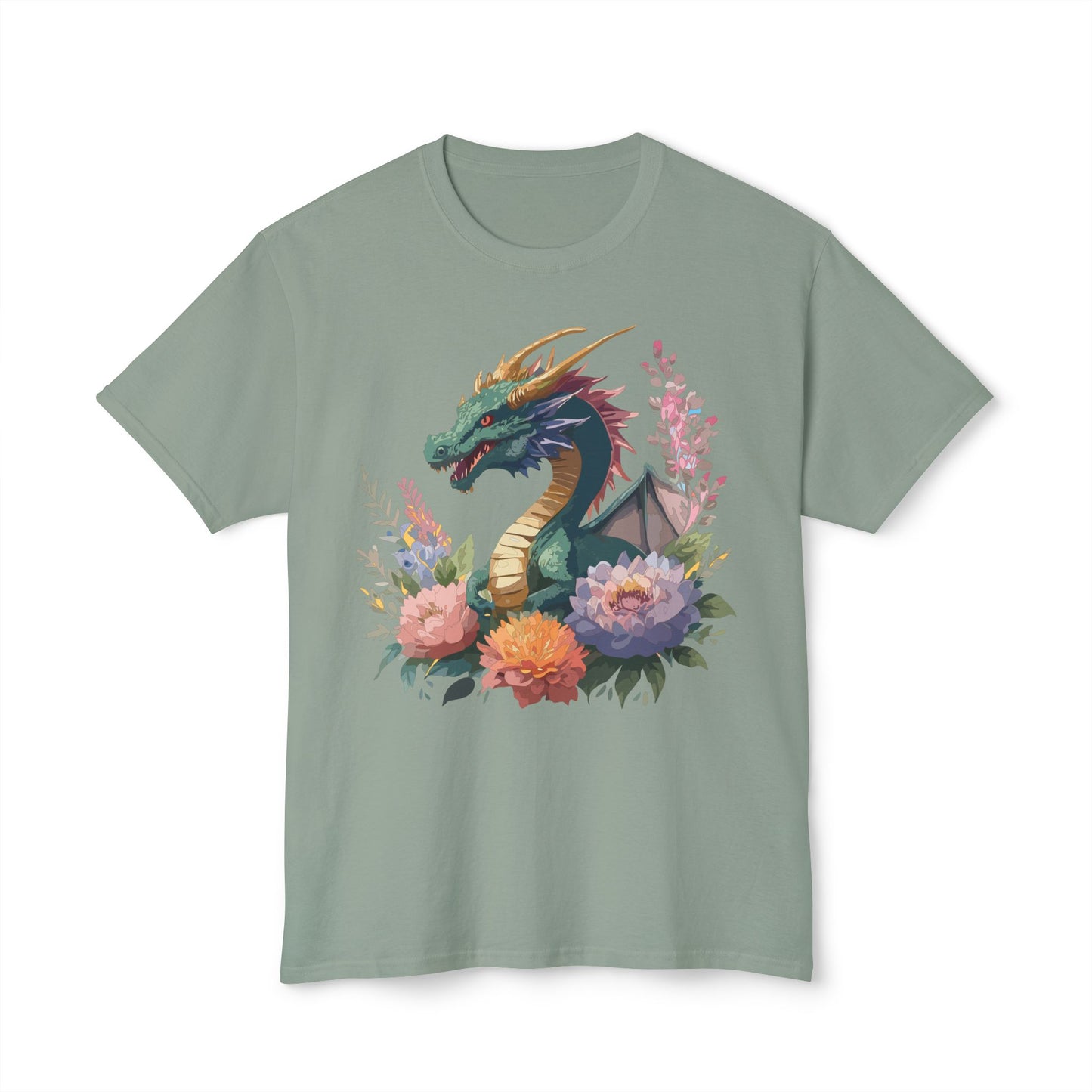 Dragon T-Shirt, Vintage Dragon Tee, Floral Tees, Dragon Art Design Shirt, Tee Shirt with Dragon 7
