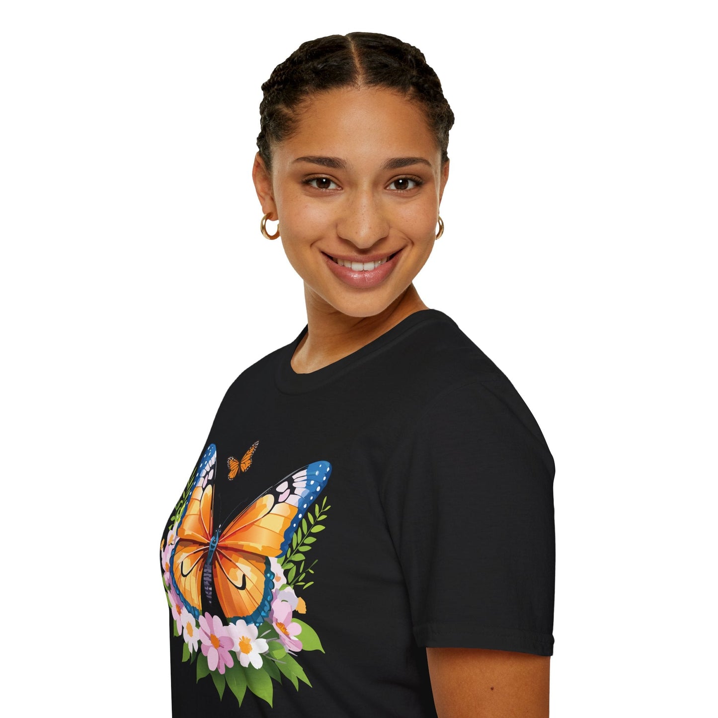 Butterfly Shirt Unisex Cotton Tee Monarch Butterfly Design Gildan Softstyle 64000 Short Sleeve