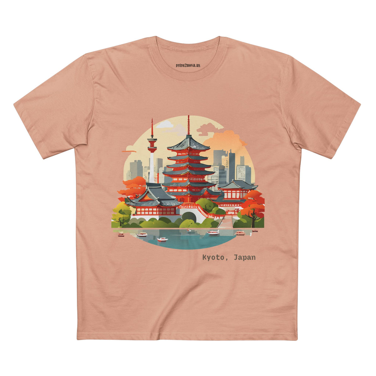 Kyoto Japan temple illustration T-Shirt | Pagoda skyline tee