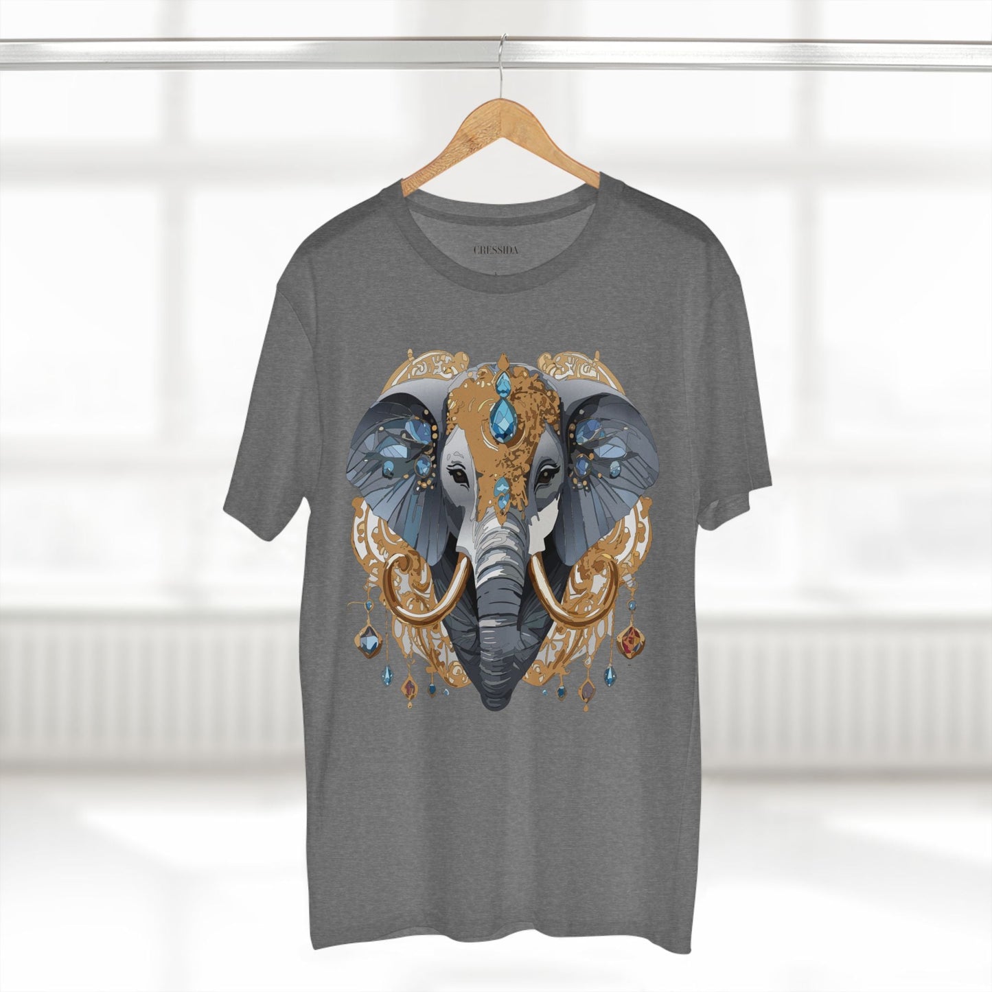 Elephant Graphic Unisex 100 Cotton Tee With Unique Animal Golden Medallion Art Design 39