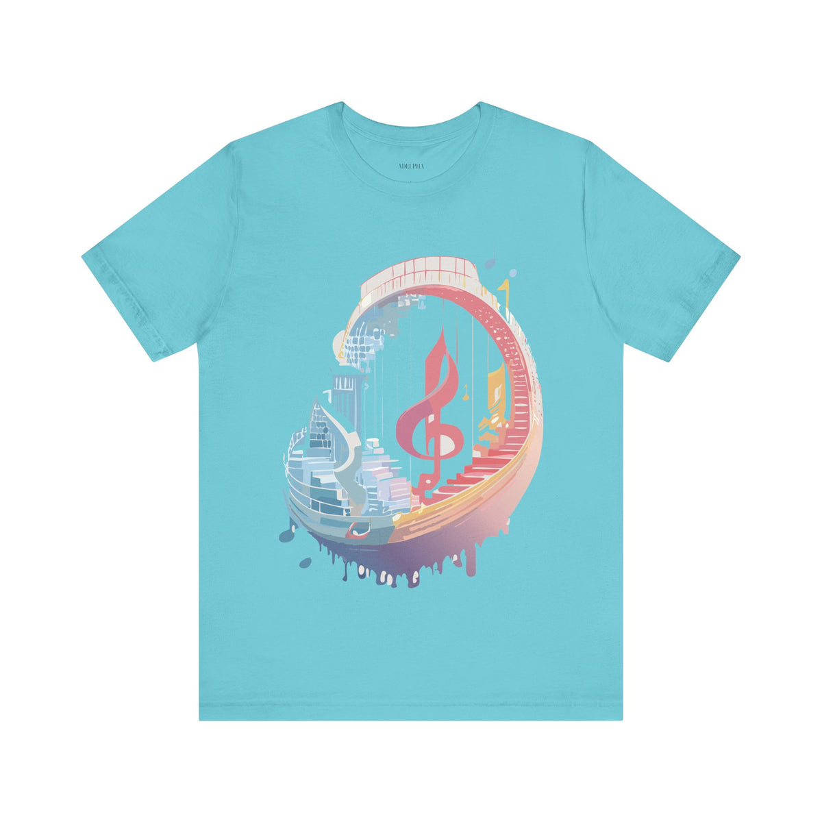 Music Graphic Unisex Cotton Bella+Canvas Tee with Art Design n178