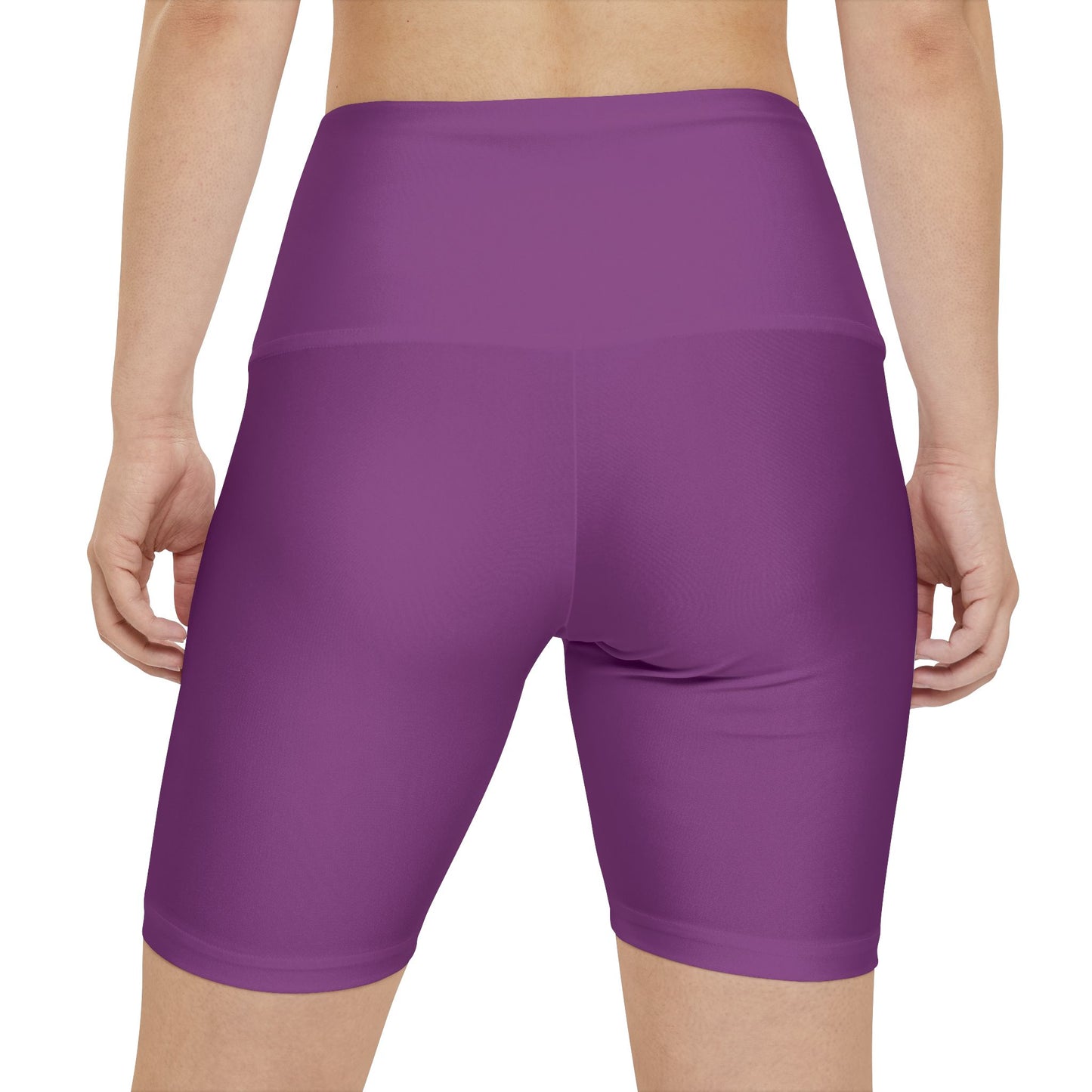 Grape Soda Bordo Purple High-Waist Women's Workout Shorts — Comfortable Biker Fitness Shorts for Yoga & Running