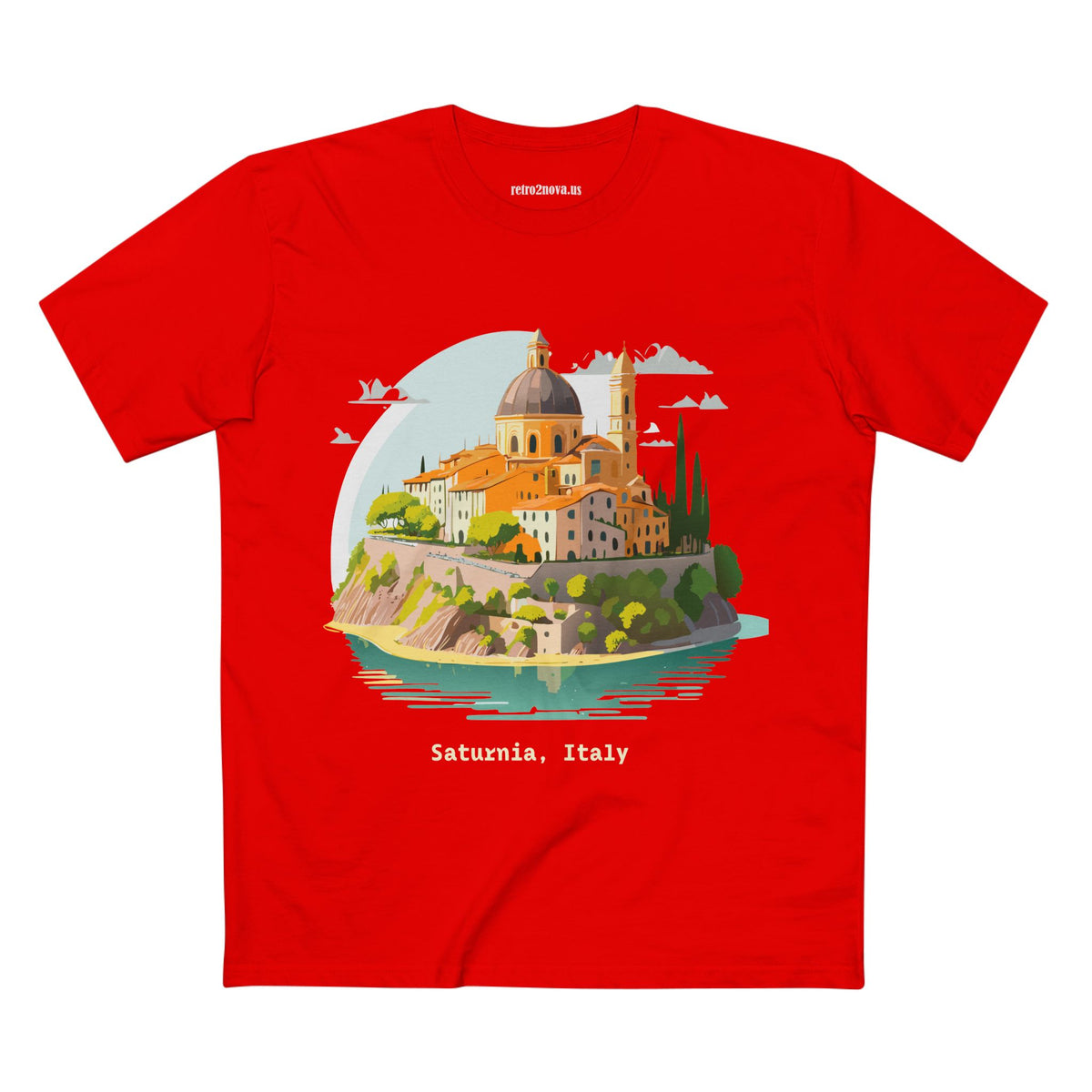 Saturnia Italy townscape T-Shirt | Travel illustration tee, Italian village