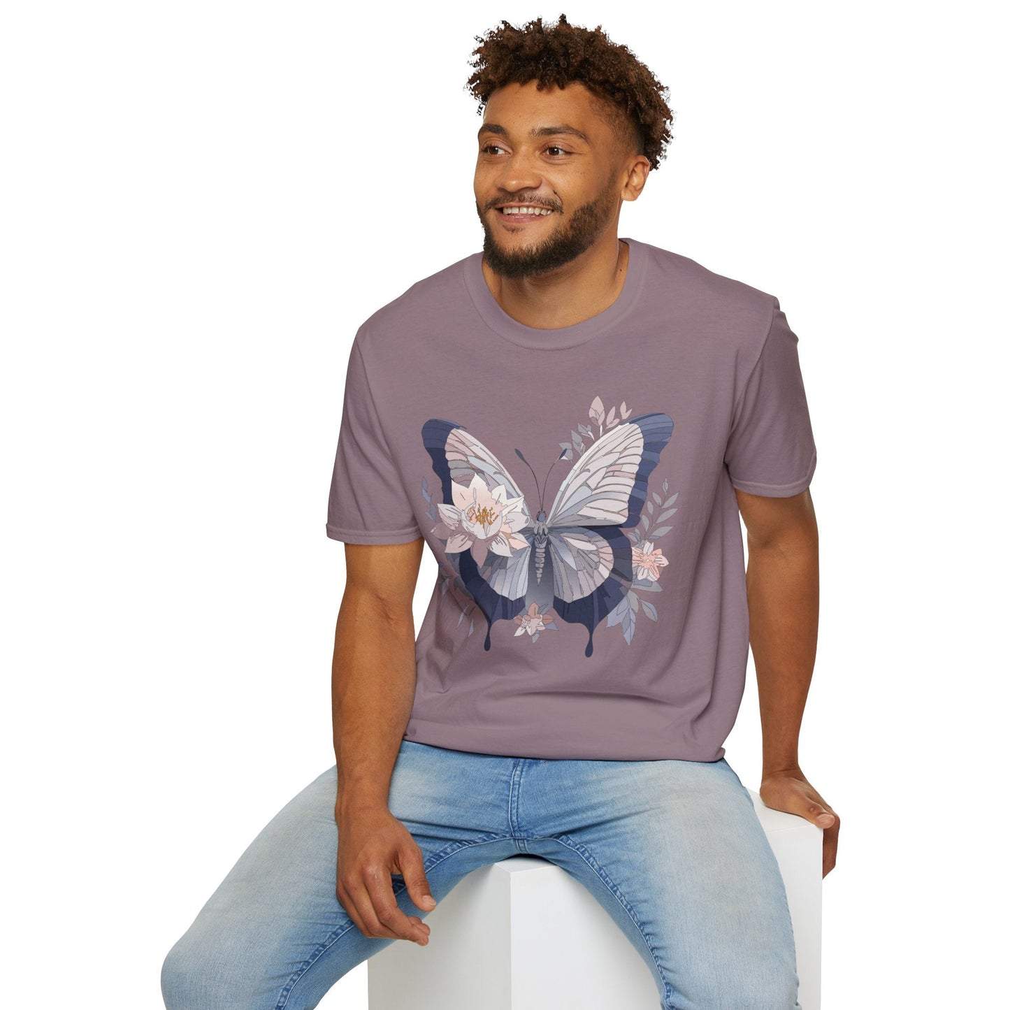 Butterfly T Shirt Unisex Monarch Print Softstyle Cotton Tee for Everyday Comfort