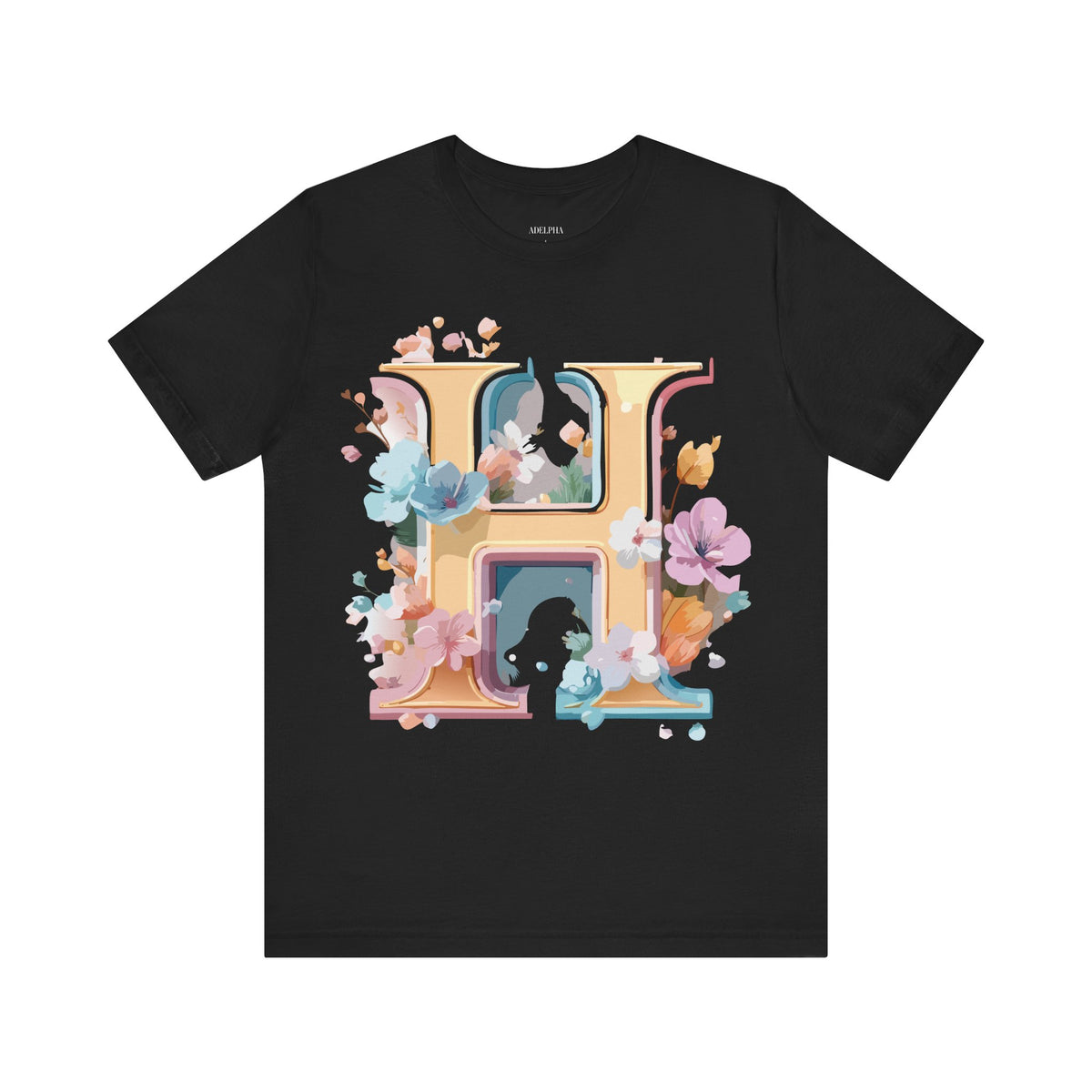 Letter H Graphic Unisex Cotton Bella+Canvas Tee with Art Letter Design