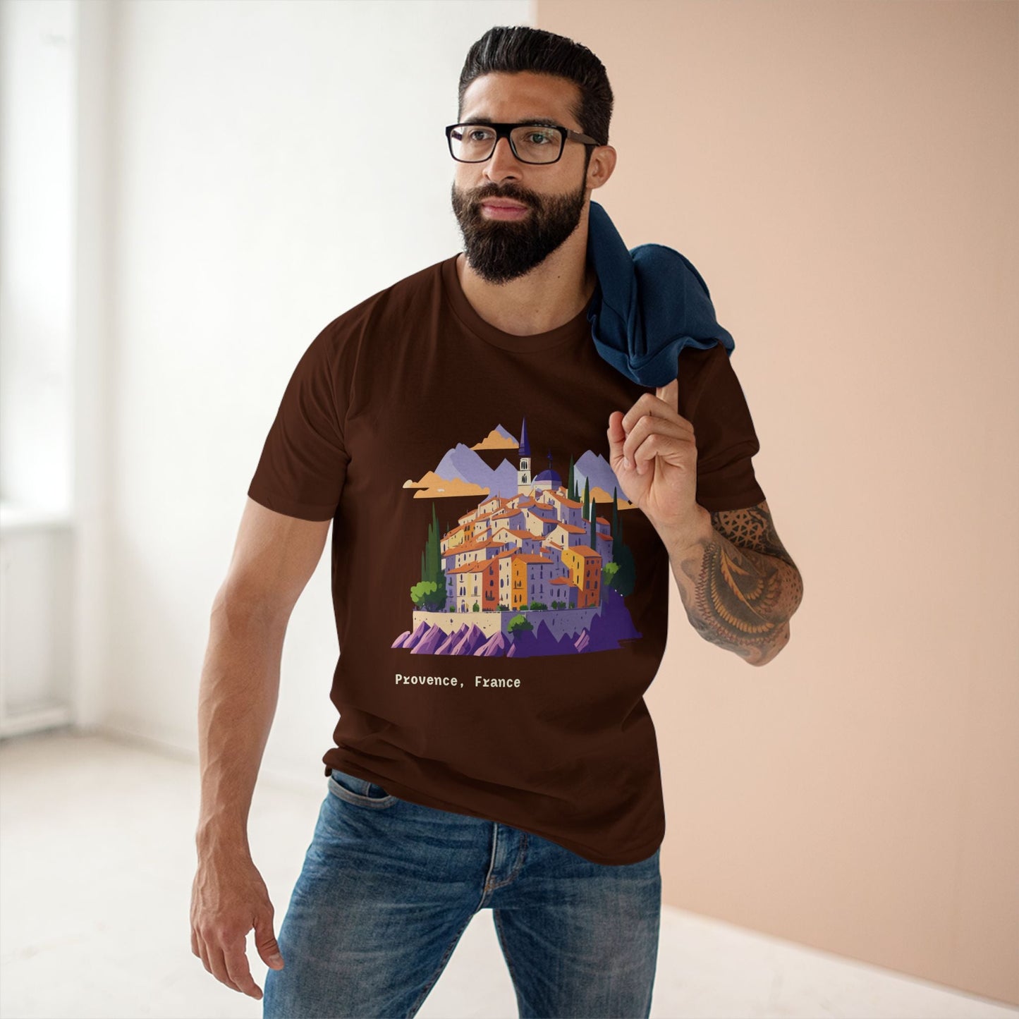 Provence Travel Shirt Unisex Premium Cotton Tee With Original Art By Retro2Nova TT66