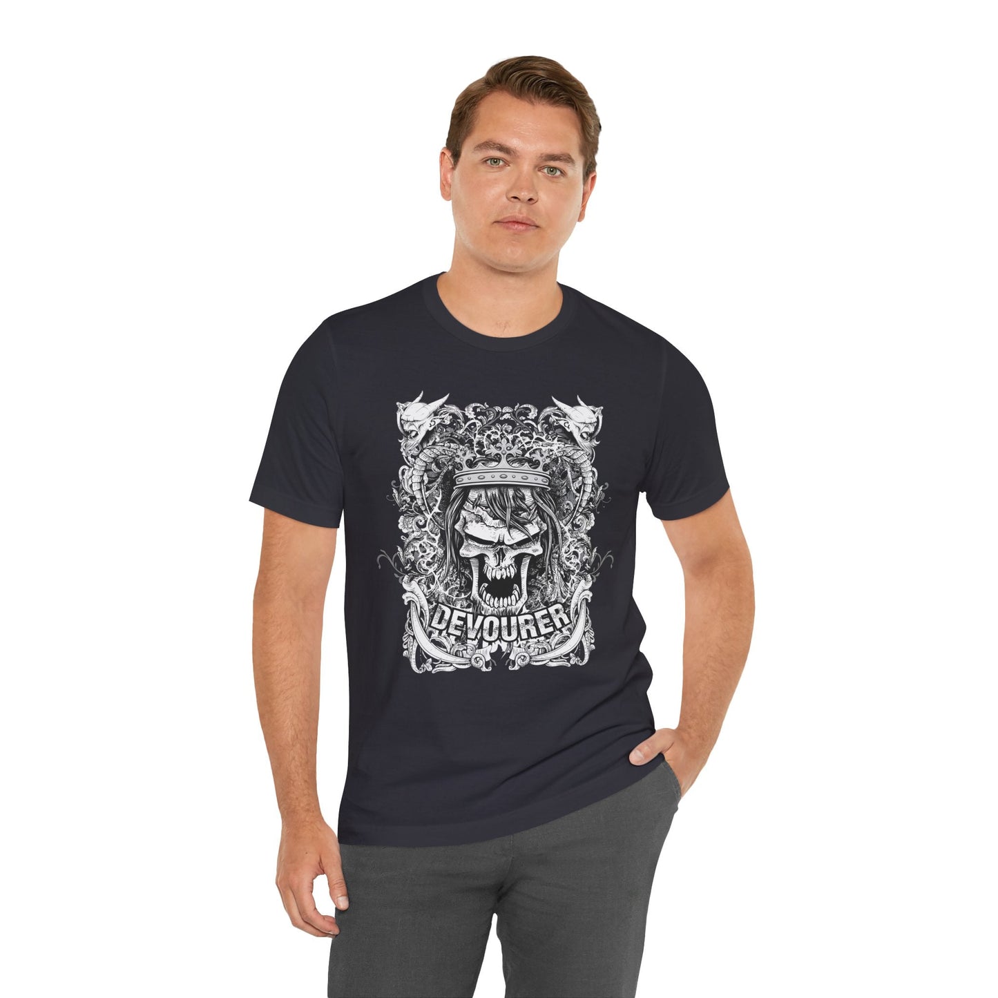 Gothic Skull Illustration Graphic Unisex Cotton T-Shirt r13