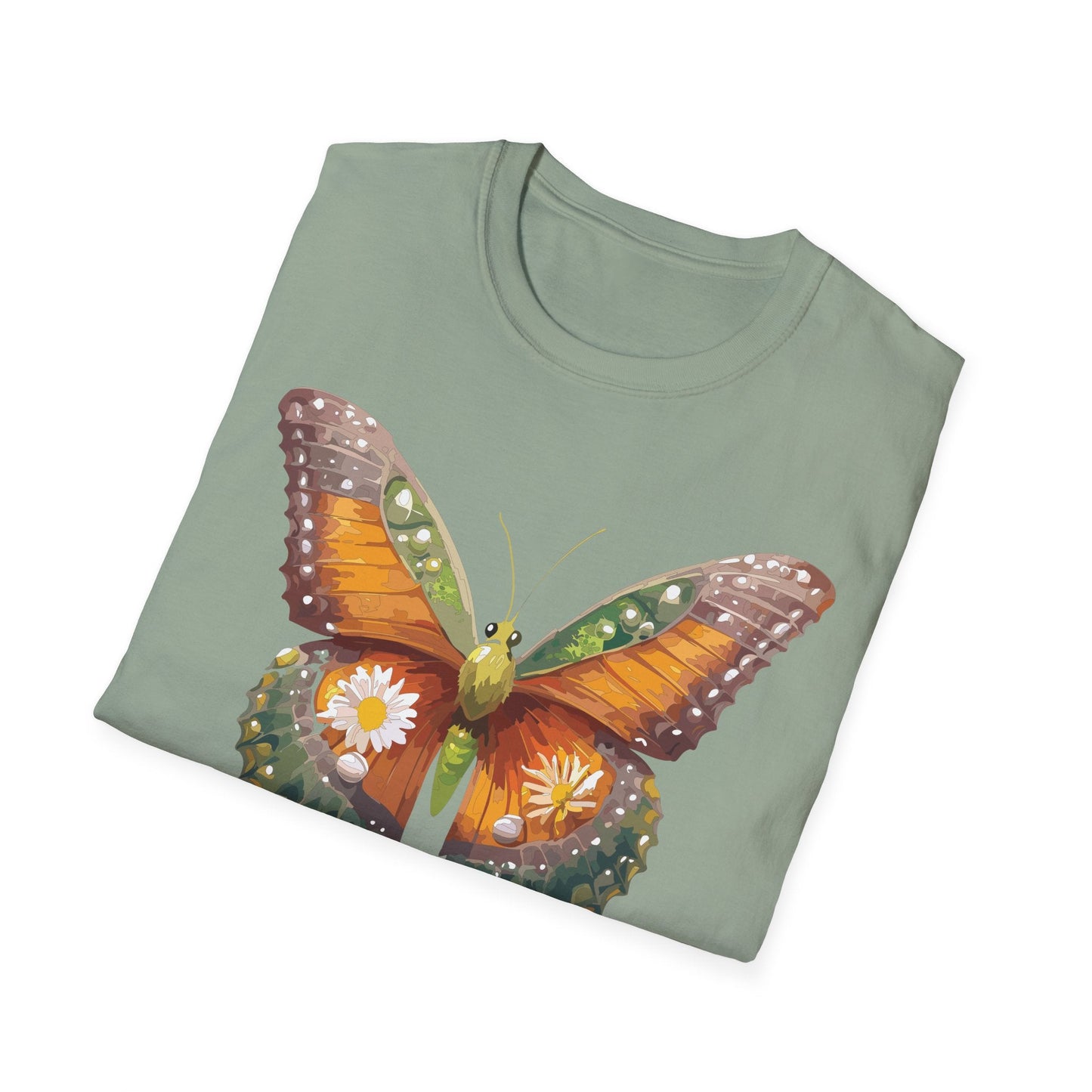 Butterfly T Shirt Unisex Monarch Shirt Gildan Softstyle 64000 100 Percent Ring Spun Cotton