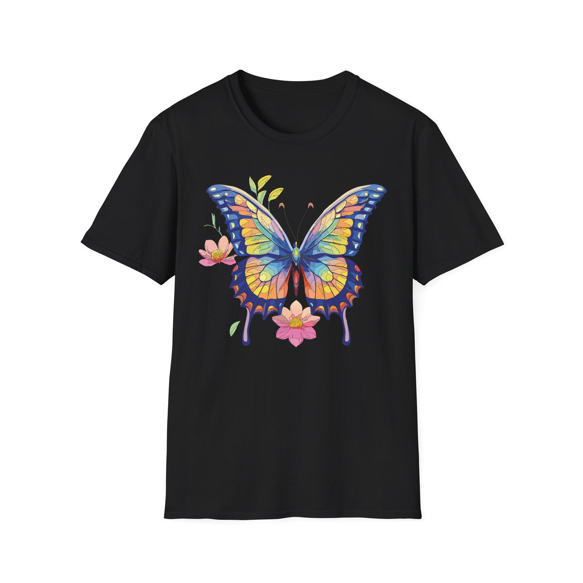 Butterfly Watercolor T-Shirt — Colorful Floral Monarch Graphic Tee Unisex 100 Cotton Gildan T-Shirt