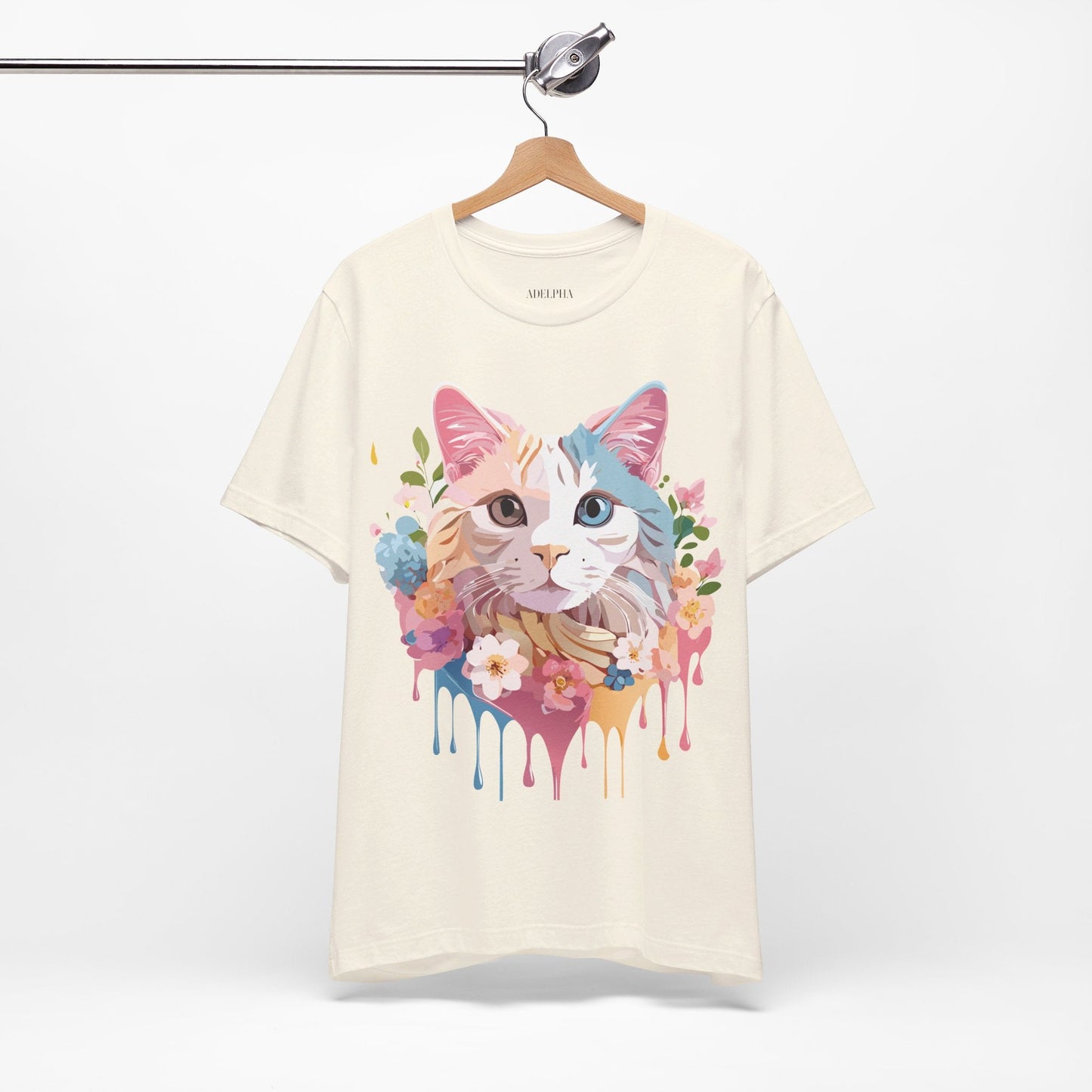 Cat Graphic Tee Unisex Short Sleeve Shirt With Adelpha Artwork