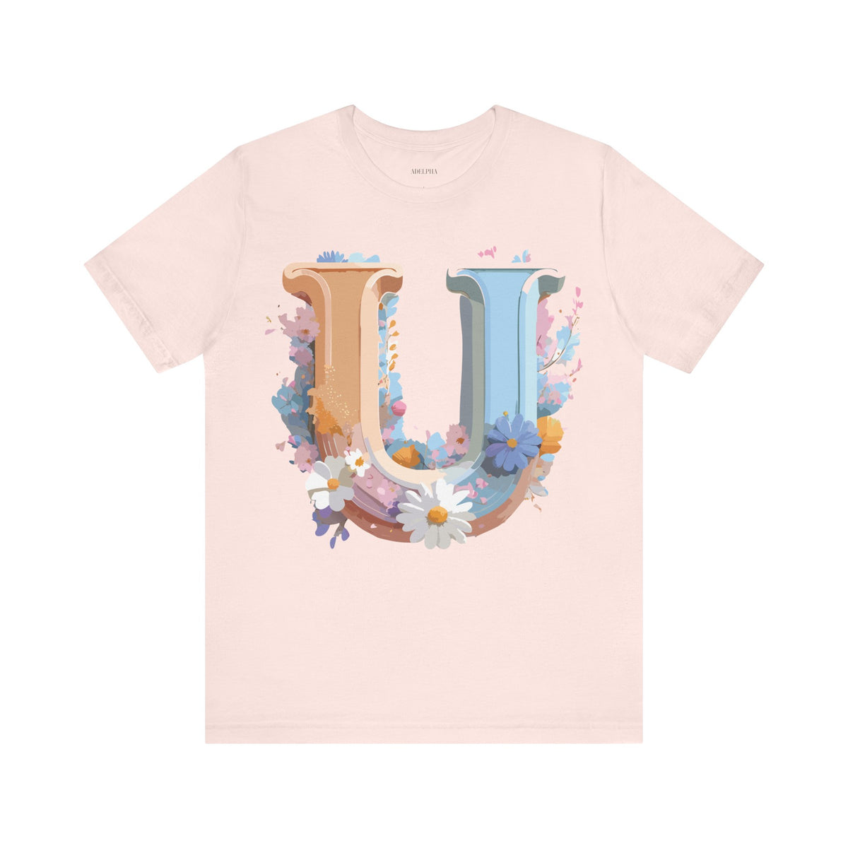 Letter U Graphic Unisex Cotton Bella+Canvas Tee with Art Letter Design