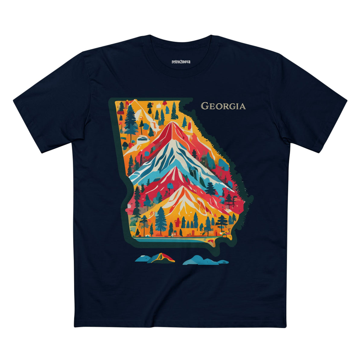 Georgia mountain state map T-Shirt | colorful retro landscape tee