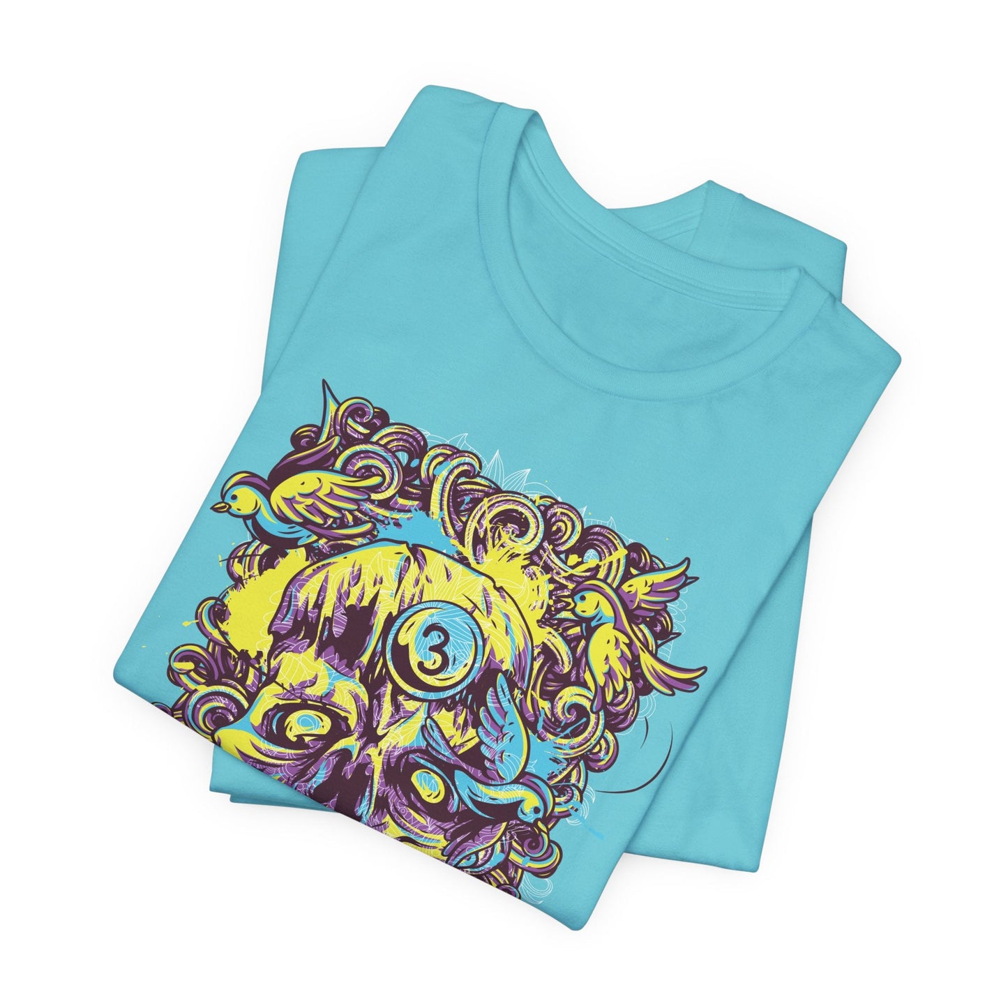 Colorful Skull Illustration Graphic Unisex Cotton T-Shirt r41