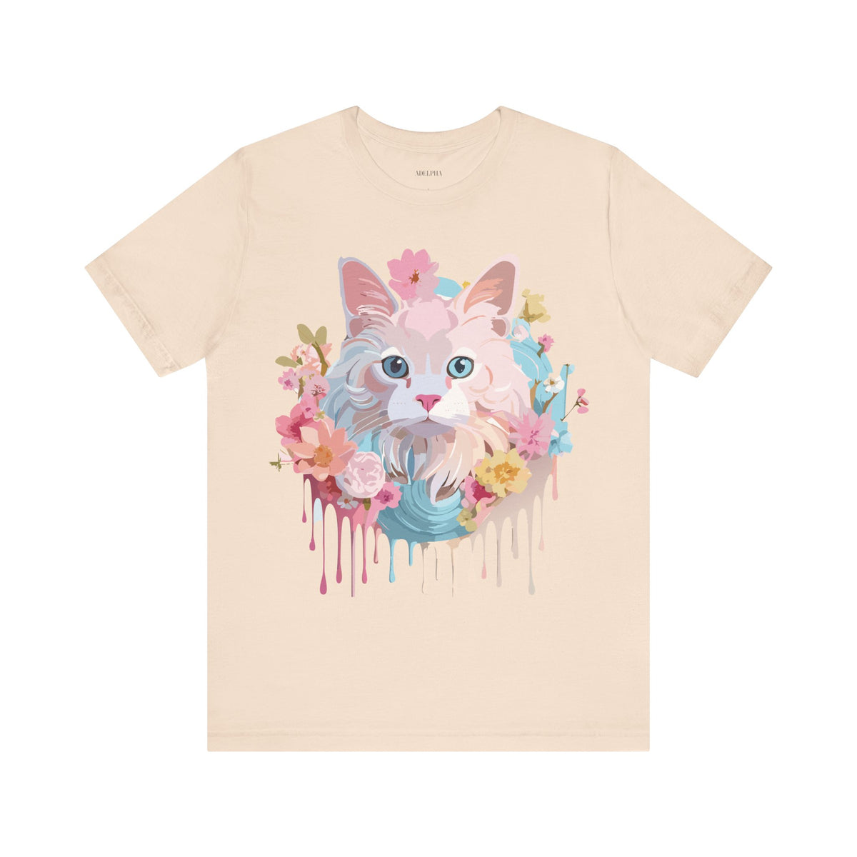 Cat Graphic Unisex Cotton Bella+Canvas Tee with Art Animal Design e206