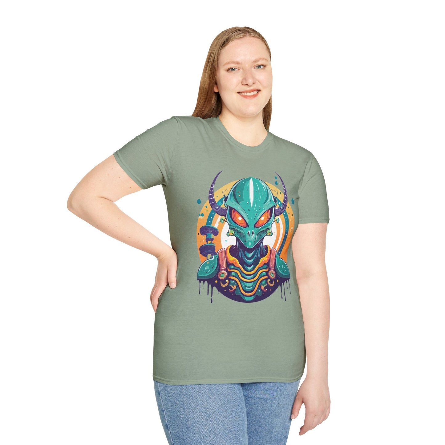 Alien Graphic Unisex Cotton Softstyle UFO Artwork Tee 14