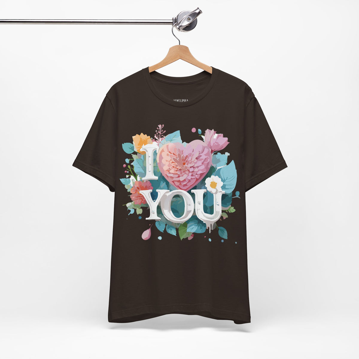 Valentine's Day Graphic Unisex Cotton Bella+Canvas Tee with Floral Art Design d125