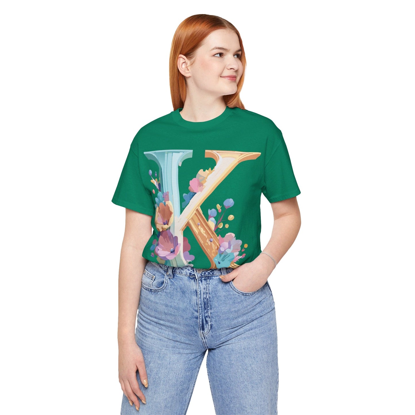 Letter K Shirt Graphic Tee Unisex Vintage Inspired Adelpha Art Design Tee Premium Soft Cotton