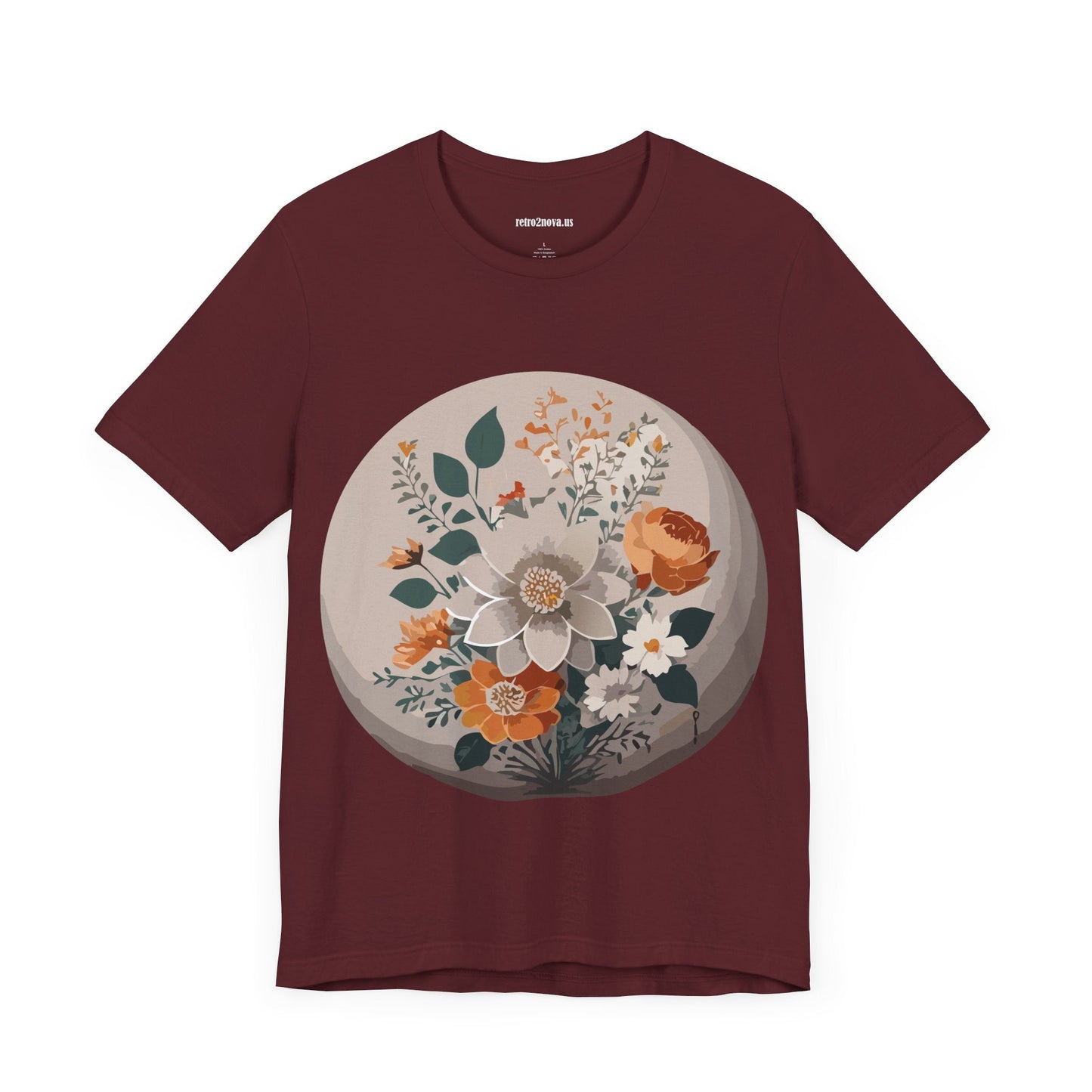 Retro2Nova Floral Shirt Unisex Short Sleeve Tee Lightweight Breathable Cotton Blend Jersey