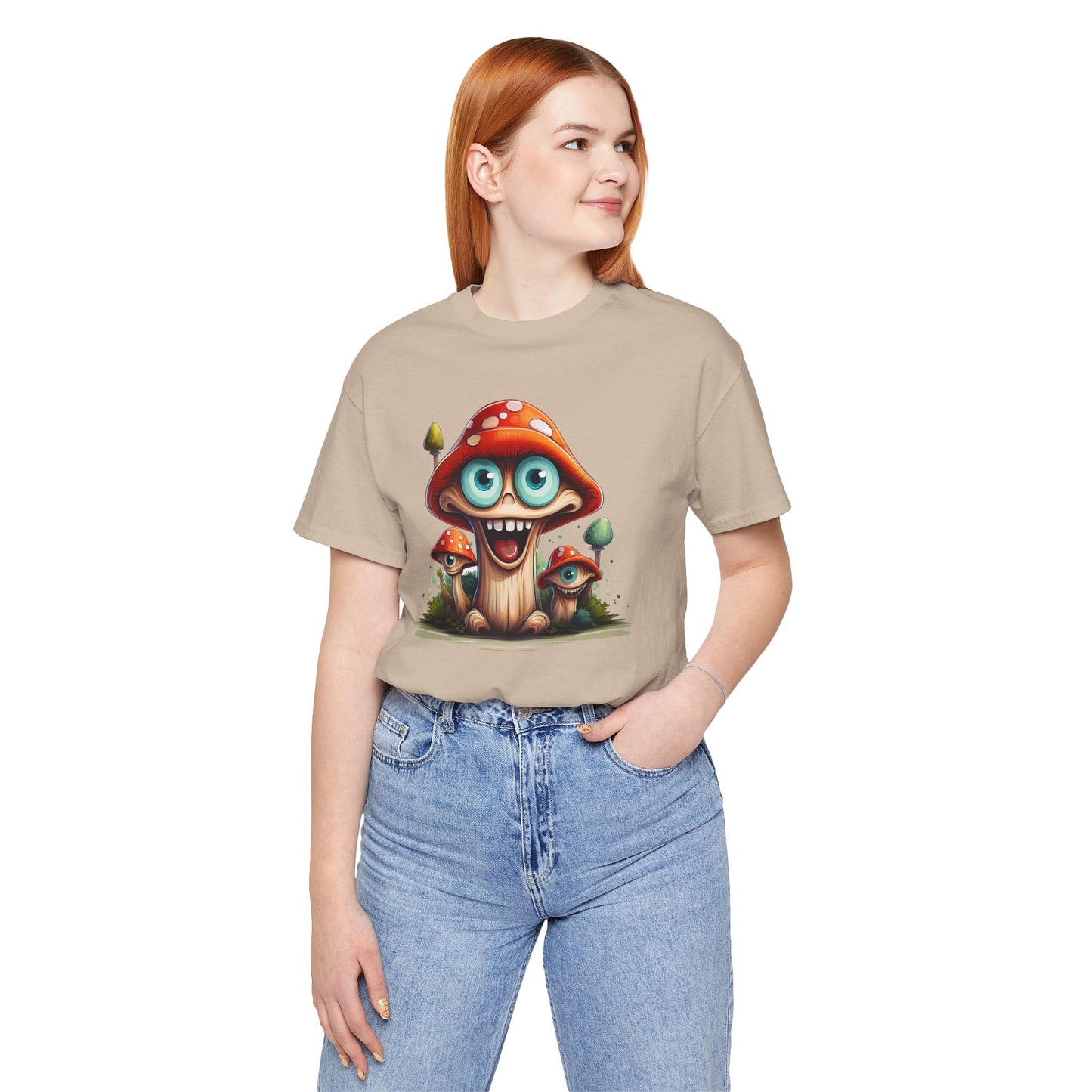 Cute Mushroom Graphic Tee, Fun Cartoon Shirt, Funny Mushroom Shirt, Cute Cartoon Tees, Graphic T-Shirt, Art Design T-Shirt