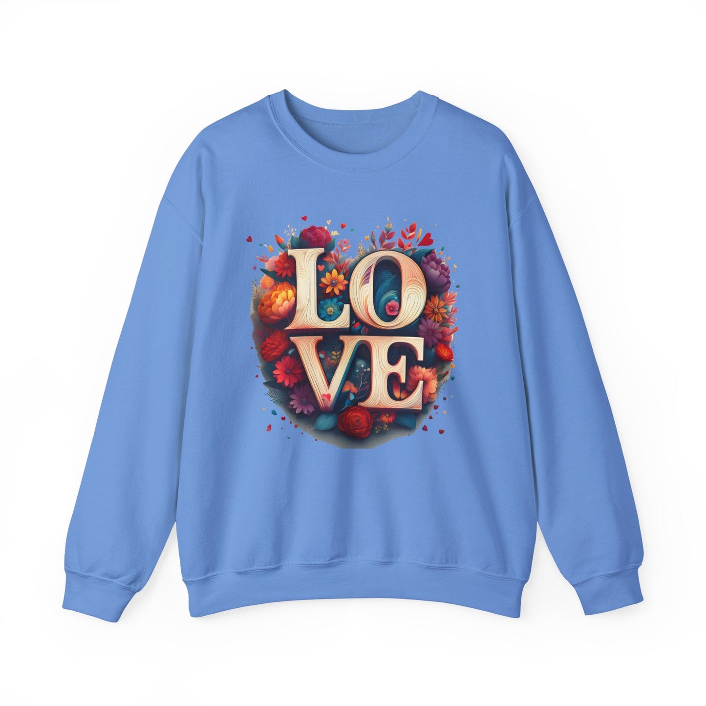 Floral Love Sweatshirt Unisex Valentines Day Gift Love Flower Crewneck Sweatshirt