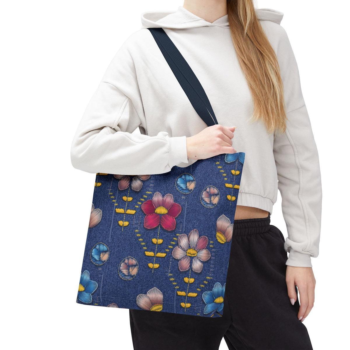 Denim Fabric Imitation Print Unisex Canvas Bag Poly Spun 3 Sizes Tote Bag 174