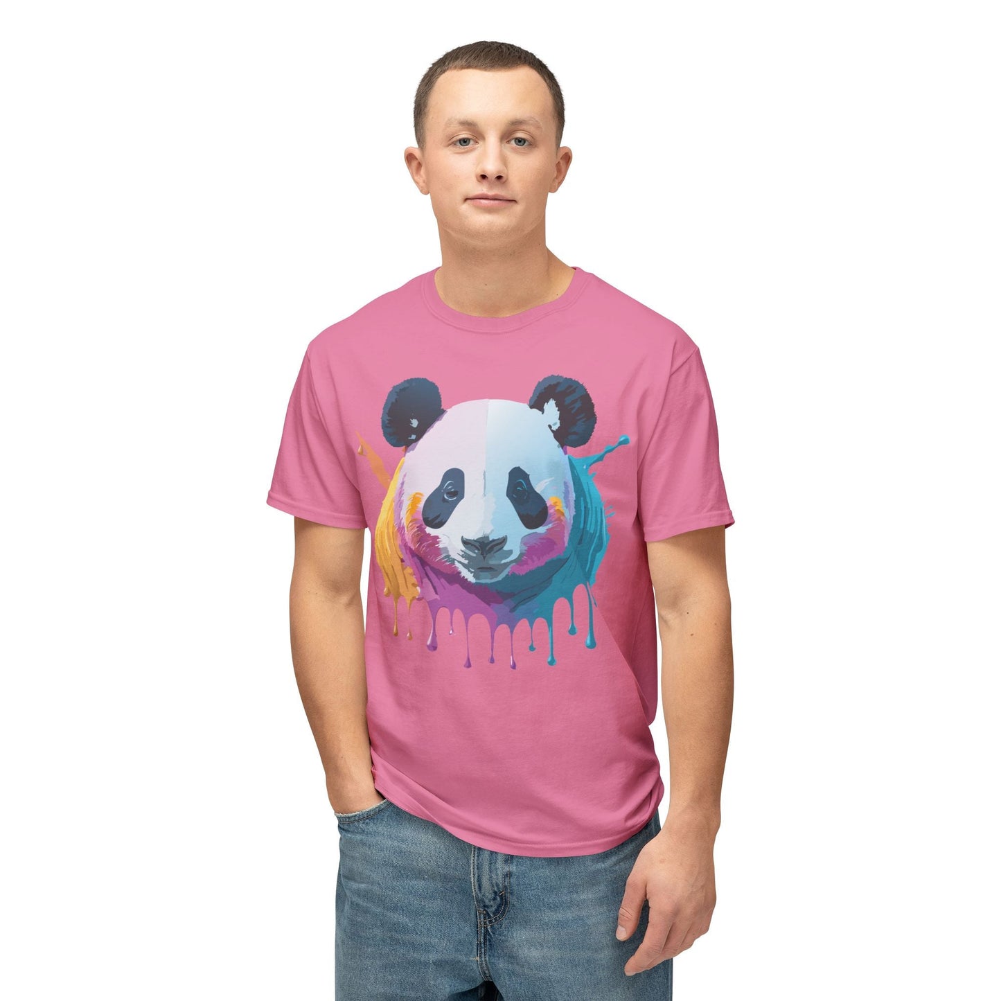 Unisex Panda Art Tee With Floral Print Premium Vintage Style HD Cotton Shirt Comfortable