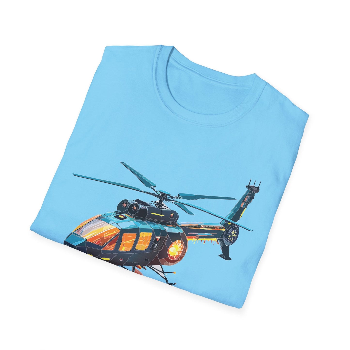 Chopper Helicopter Shirt Unisex Gildan Softstyle 64000 Cotton Tee Short Sleeve Graphic Tee