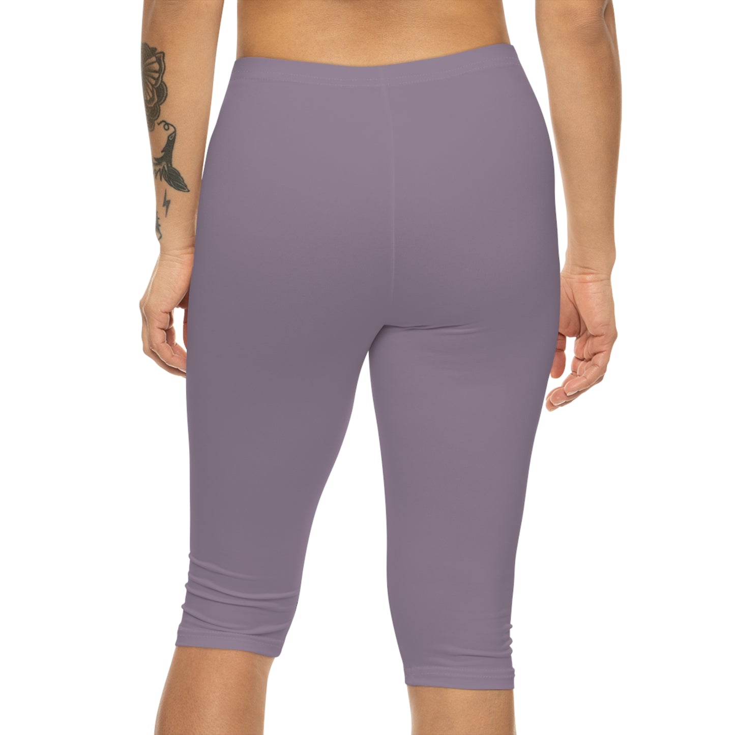 Dusty Purple Color Women's Brushed Suede Poly Span Casual Capri Leggings XS-2XL