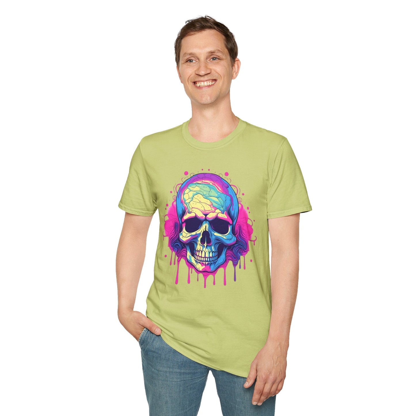 Skull Tee Shirt Unisex Skeleton Design Gildan Softstyle 64000 Ring Spun Cotton Tee