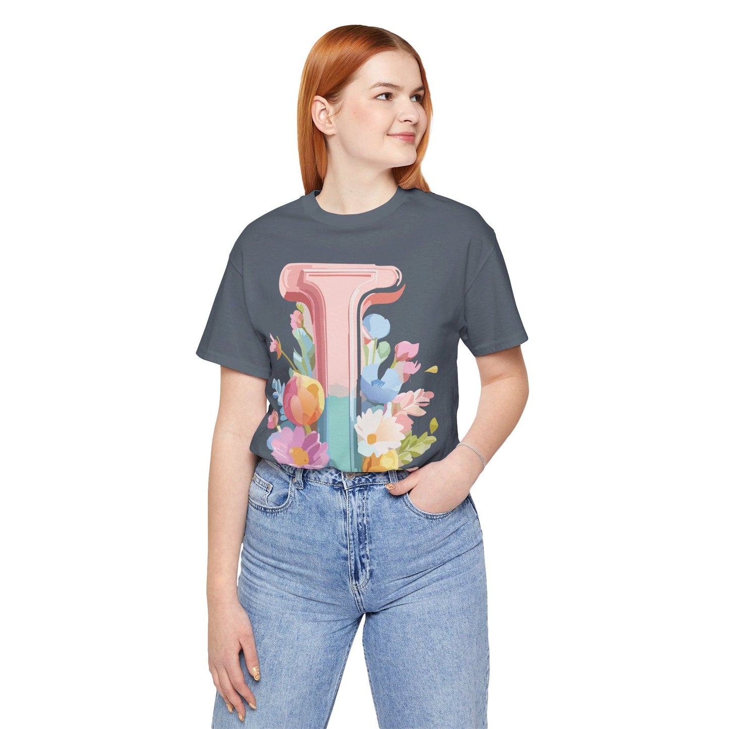 Letter I Shirt Graphic Tee Unisex Short Sleeve Adelpha Vintage Inspired Artwork Design