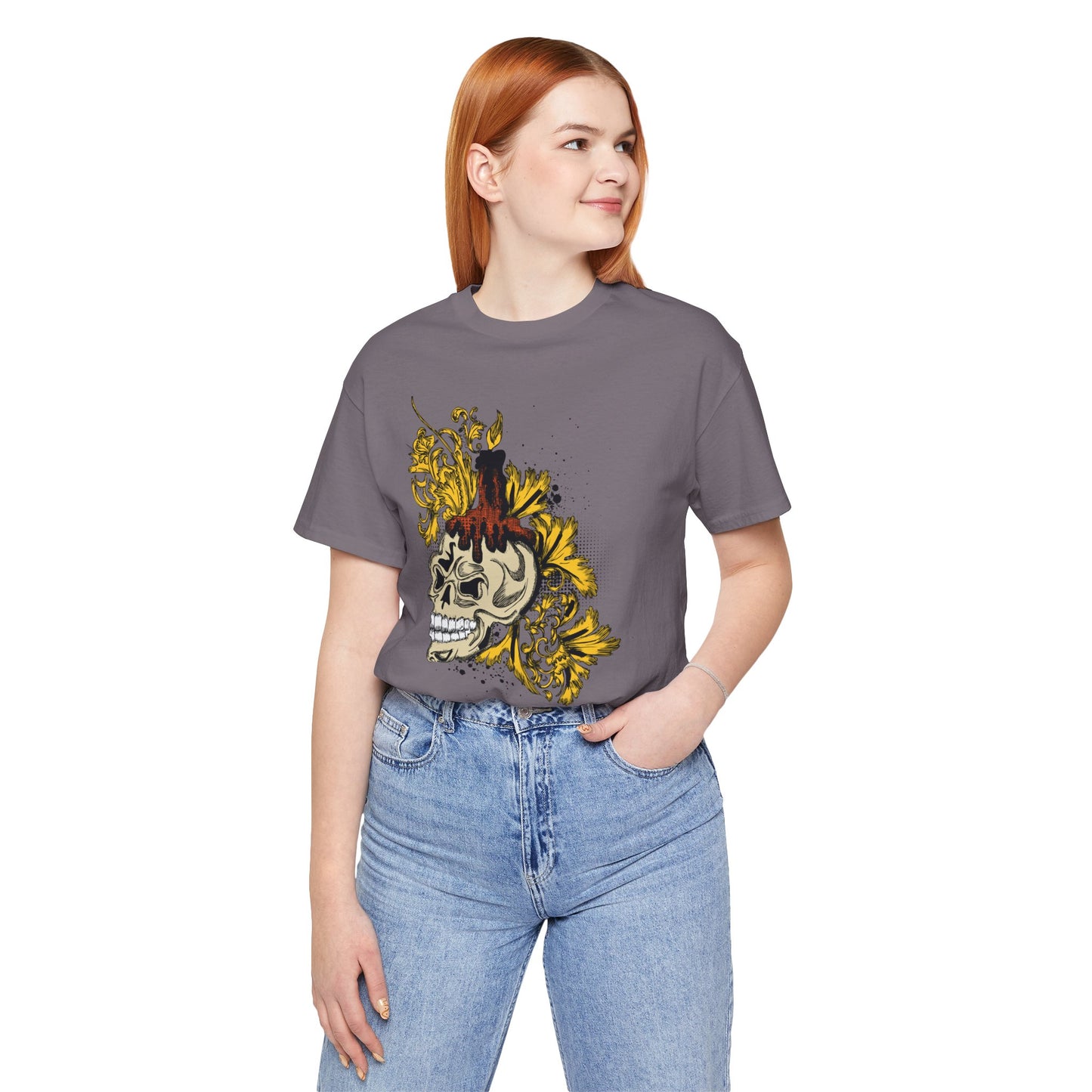 Rock Skull Graphic Design Tee, Skull Shirt, Vintage Tees, Art Design T-Shirt, Vintage Graphic Tee, Art Shirts with Skulls 3