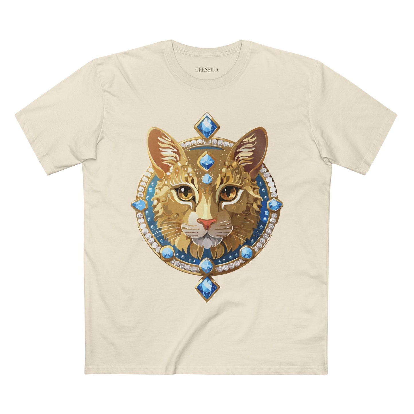 Cat Graphic Unisex 100 Cotton Tee With Unique Animal Golden Medallion Art Design 10