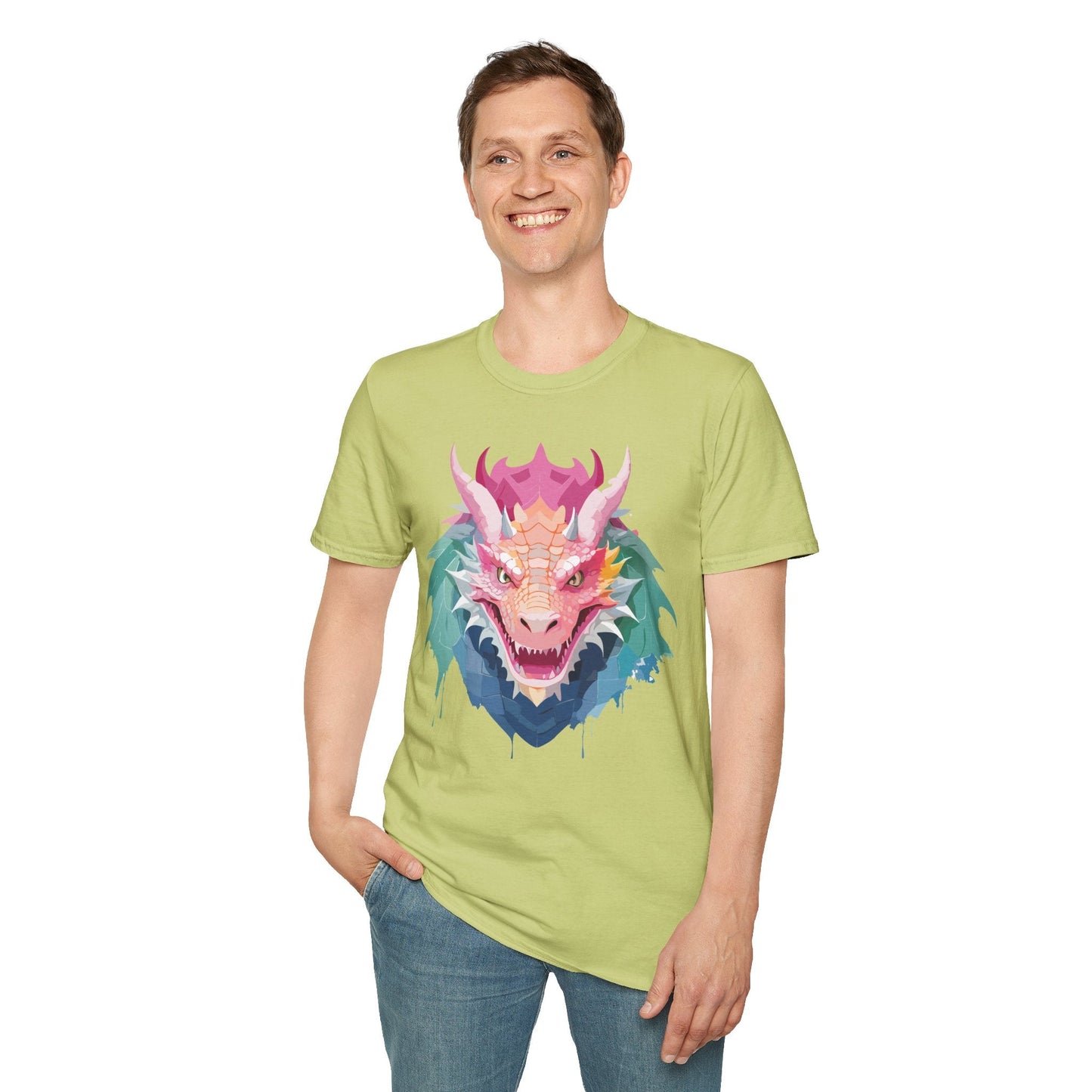 Dragon T Shirt Unisex Softstyle Cotton Tee With Animal Art Design Graphic Print Artwork