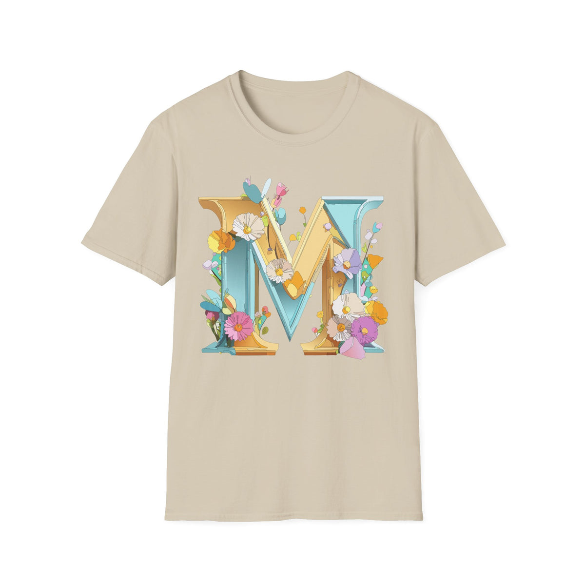 Floral Letter M T-Shirt | Botanical Monogram Initial Tee