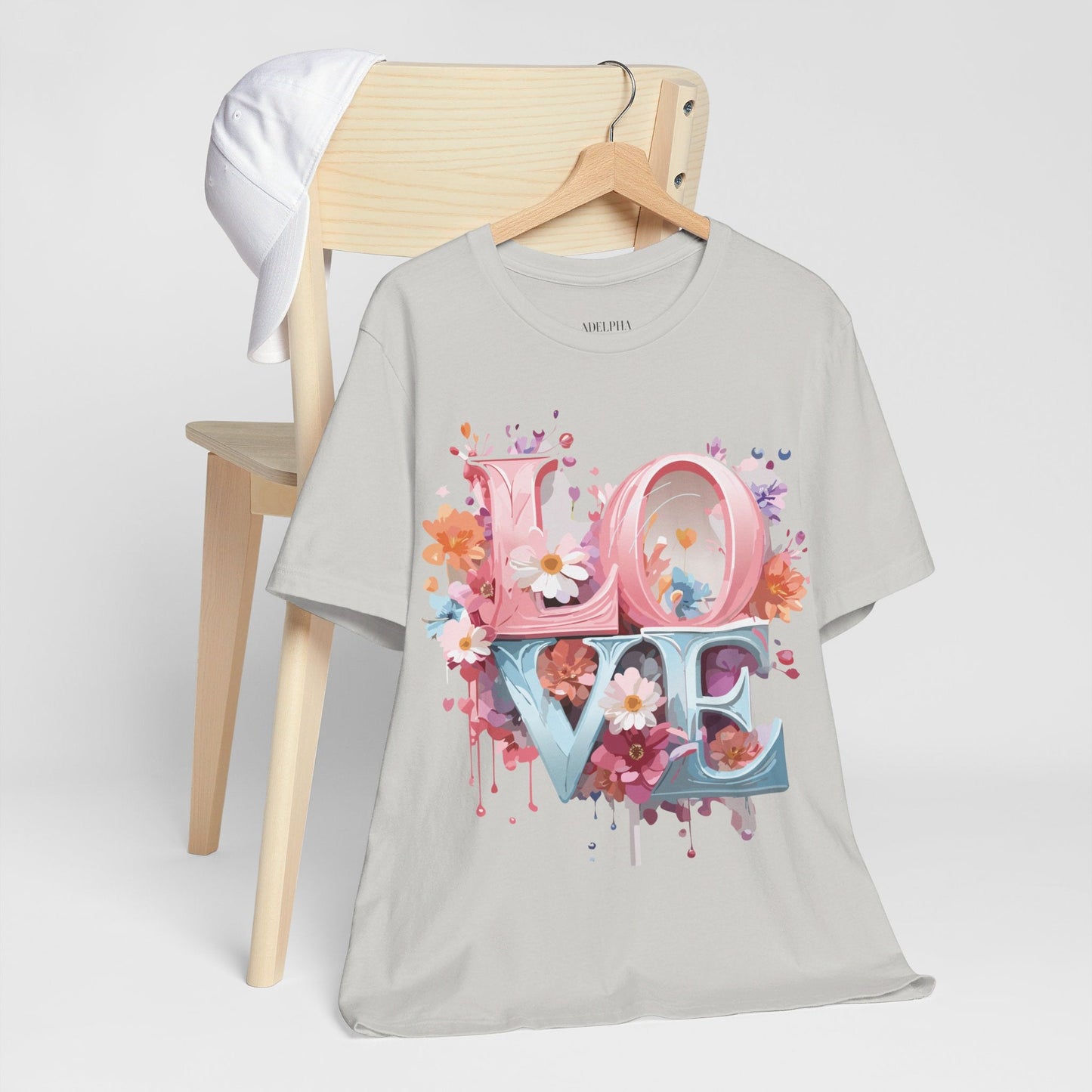 Valentine Day Graphic Unisex 100 Cotton Vintage Artwork with Love and Flower Design Tee 45