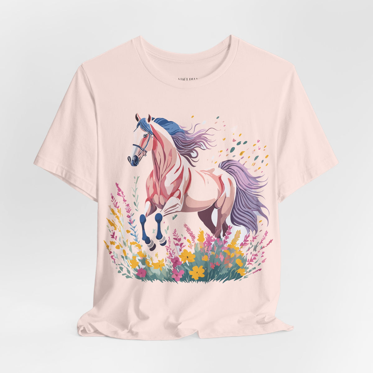Horse Graphic Unisex Cotton Bella+Canvas Tee with Art Animal Design e25