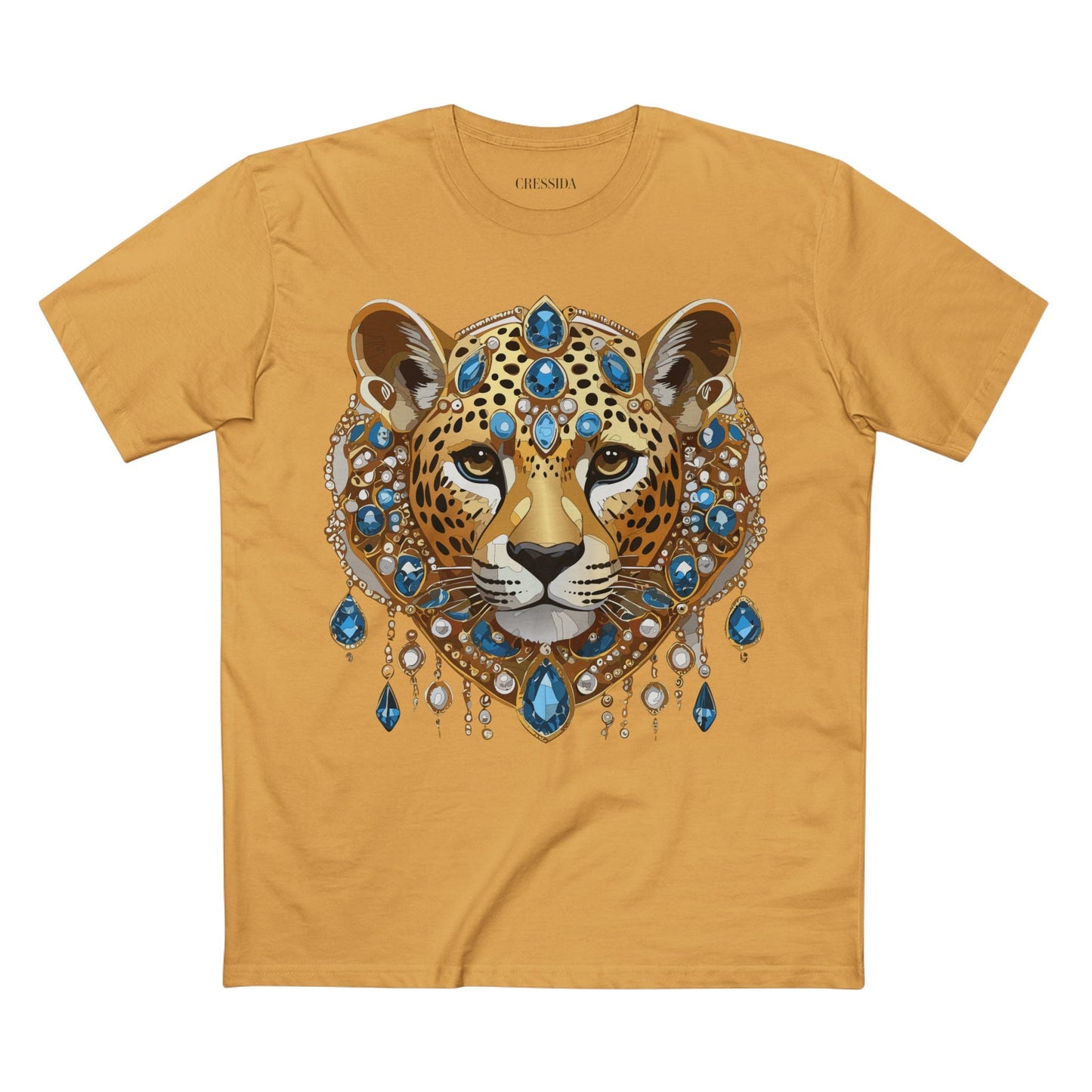 Cheetah Graphic Unisex 100 Cotton Tee With Unique Animal Golden Medallion Art Design 46