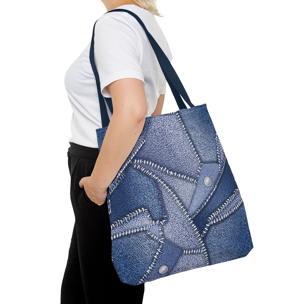 Denim Fabric Imitation Print Unisex Canvas Bag Poly Spun 3 Sizes Tote Bag 112