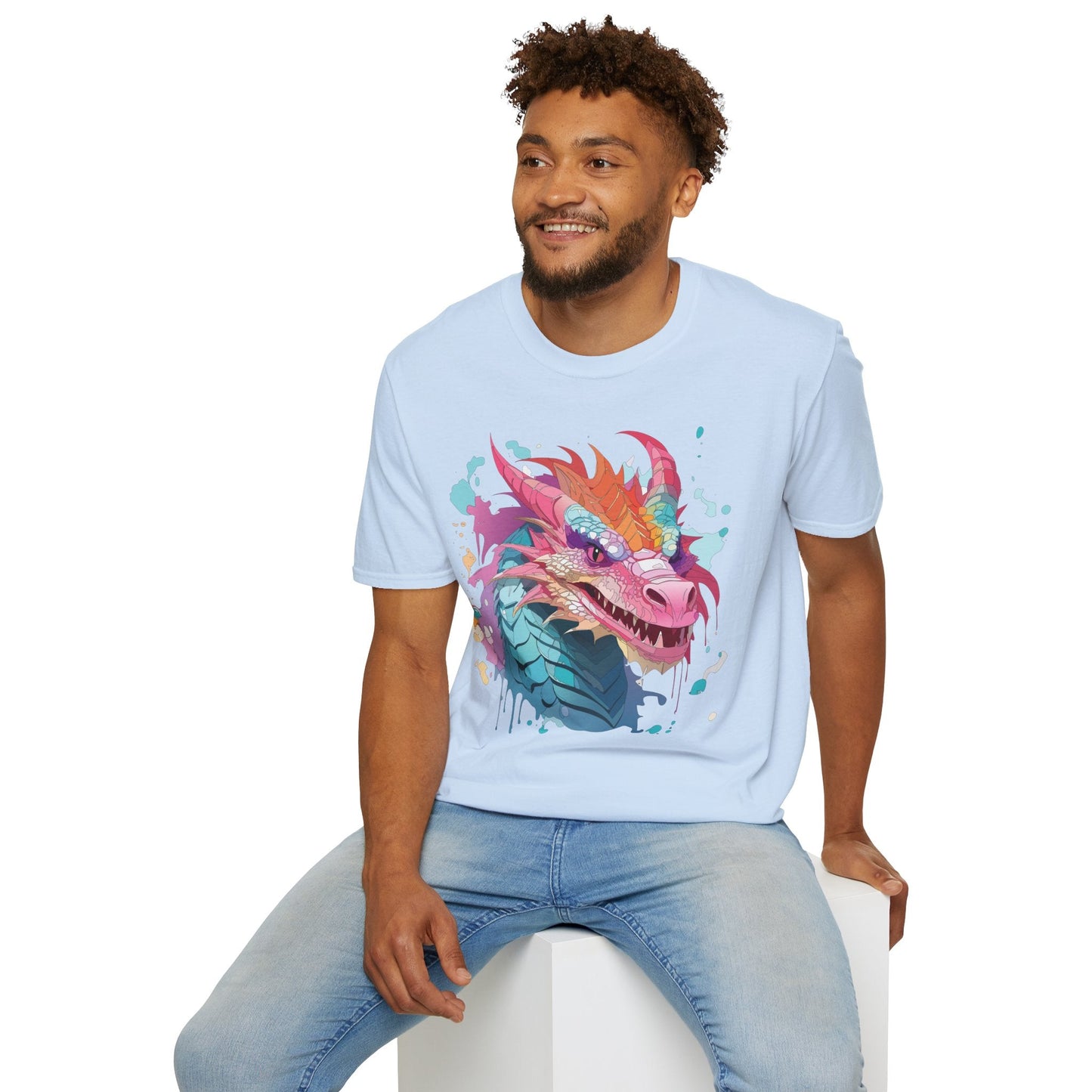 Dragon Graphic Tee Unisex Gildan Softstyle Cotton Shirt With Animal Art Design 64000