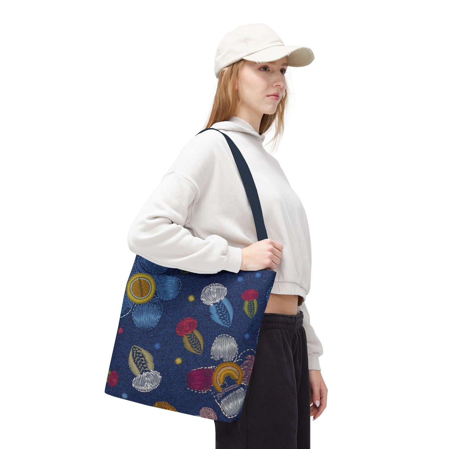 Denim Fabric Imitation Print Unisex Canvas Bag Poly Spun 3 Sizes Tote Bag 159