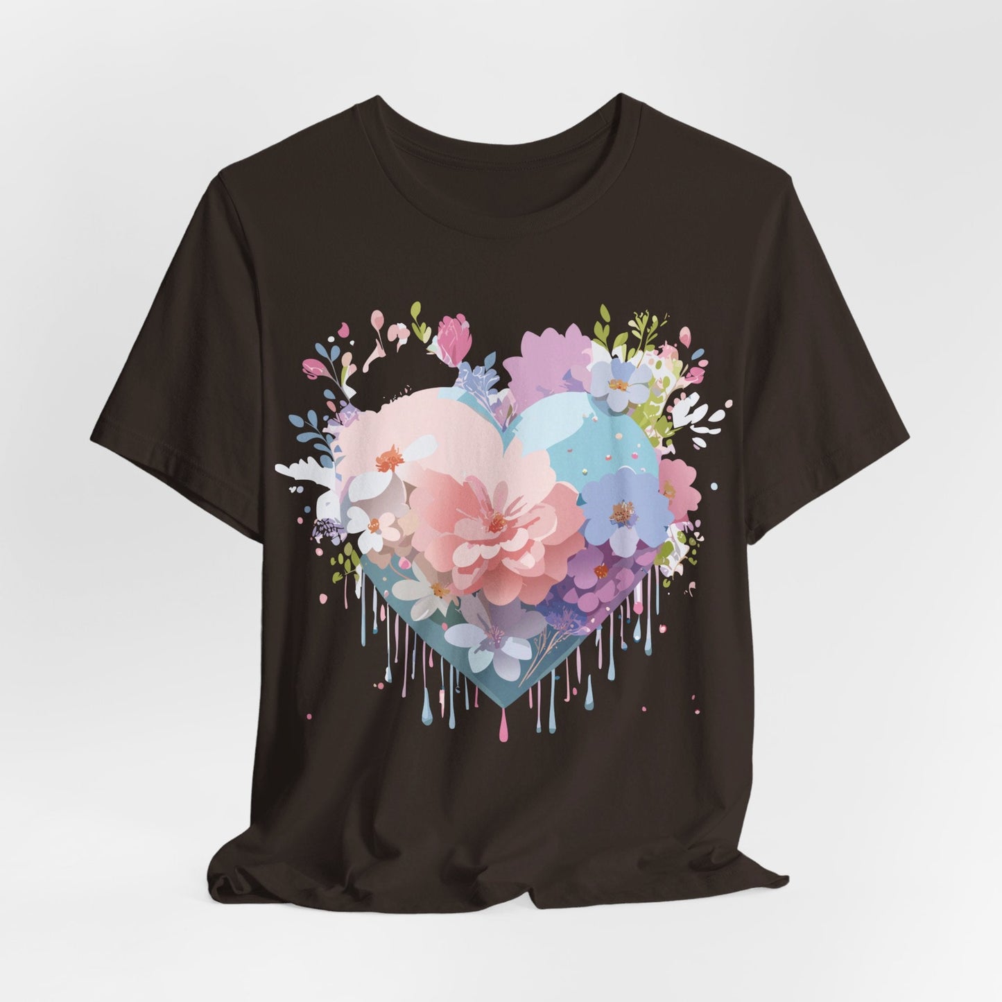 Valentine Day Graphic Unisex 100 Cotton Vintage Artwork with Love and Flower Design Tee 32